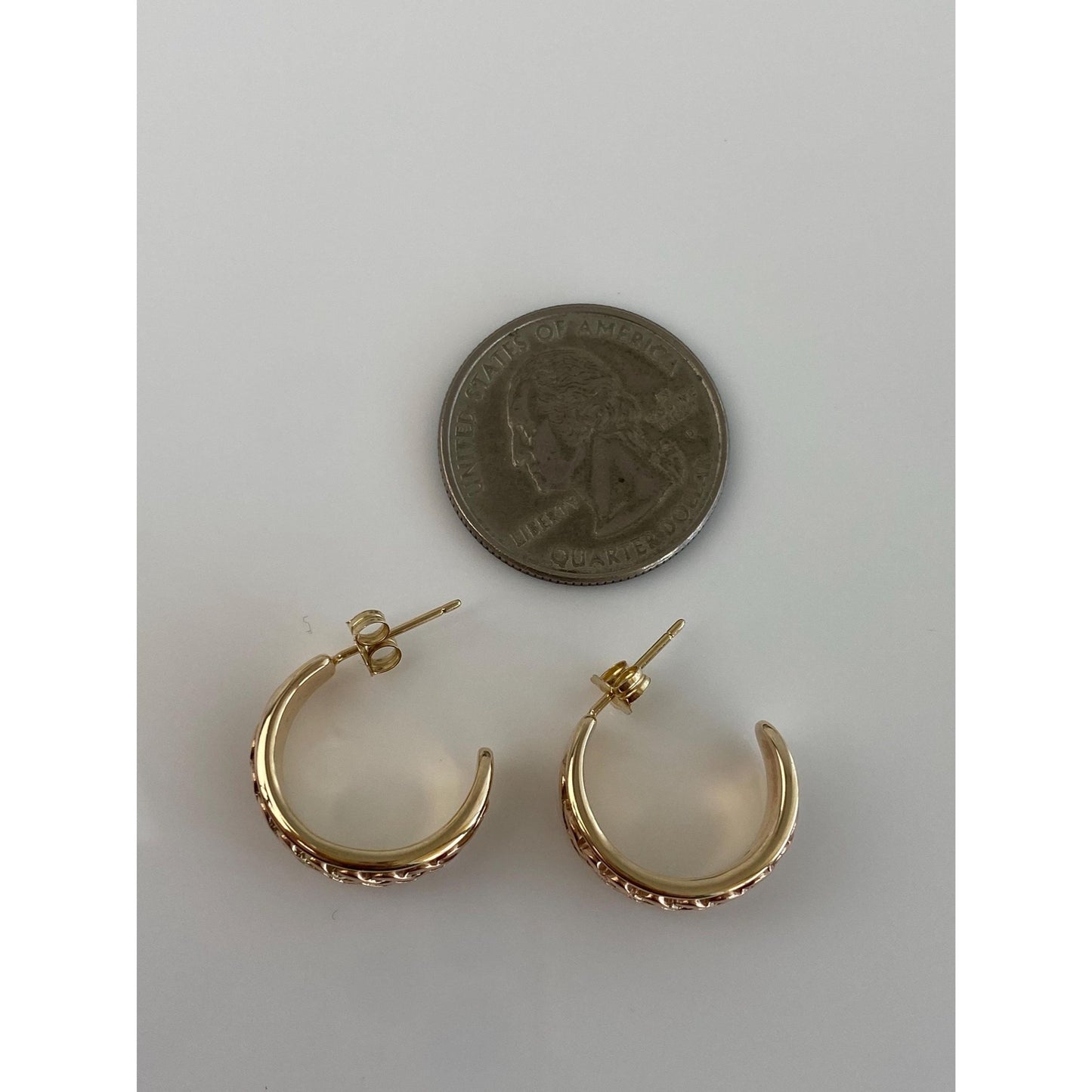 Vintage Solid 10k Yellow Gold Celtic Design Hoop Earrings