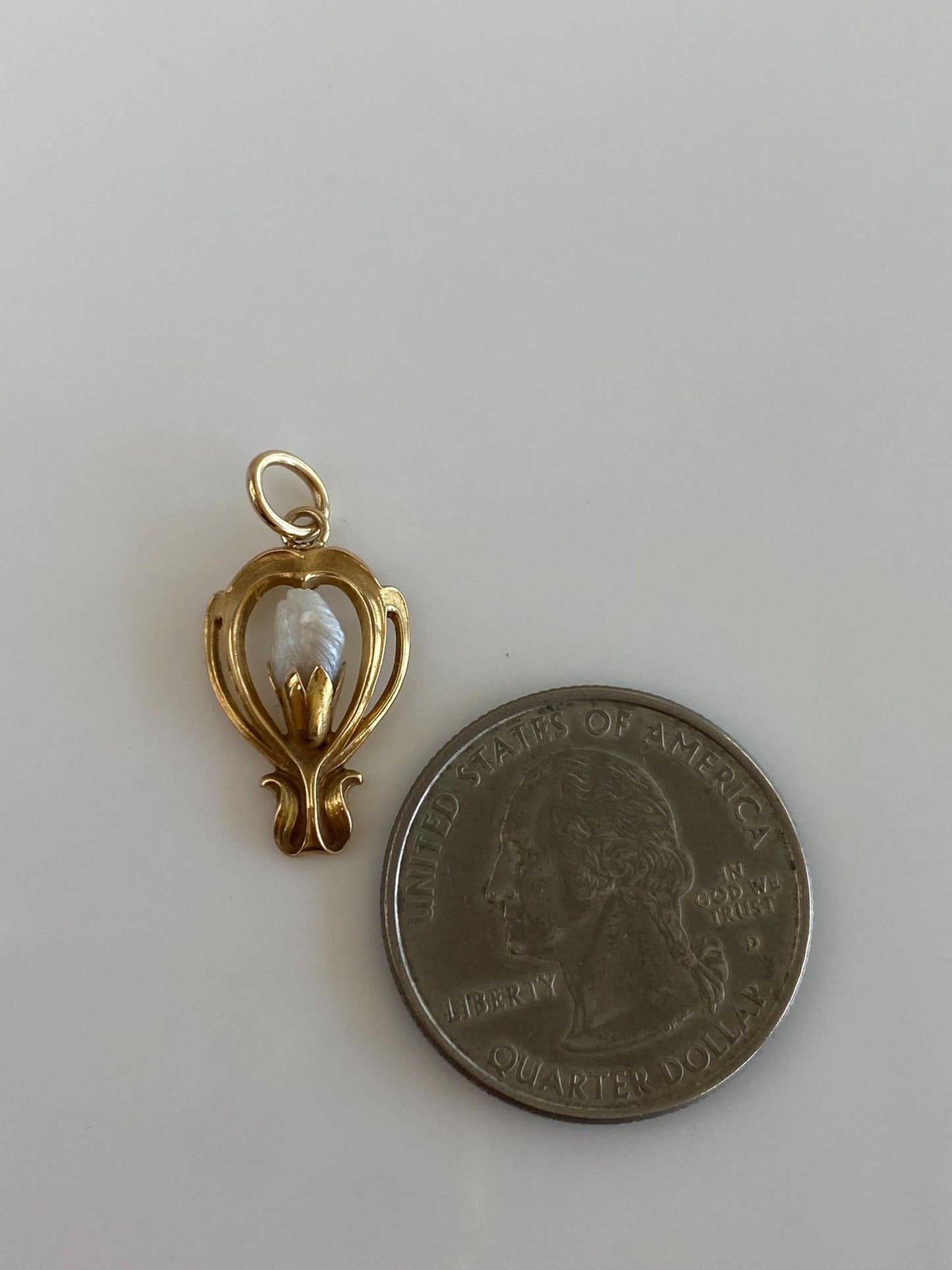 Vintage Solid 14k Yellow Gold Freeform Pearl Stick Pin Conversion Charm