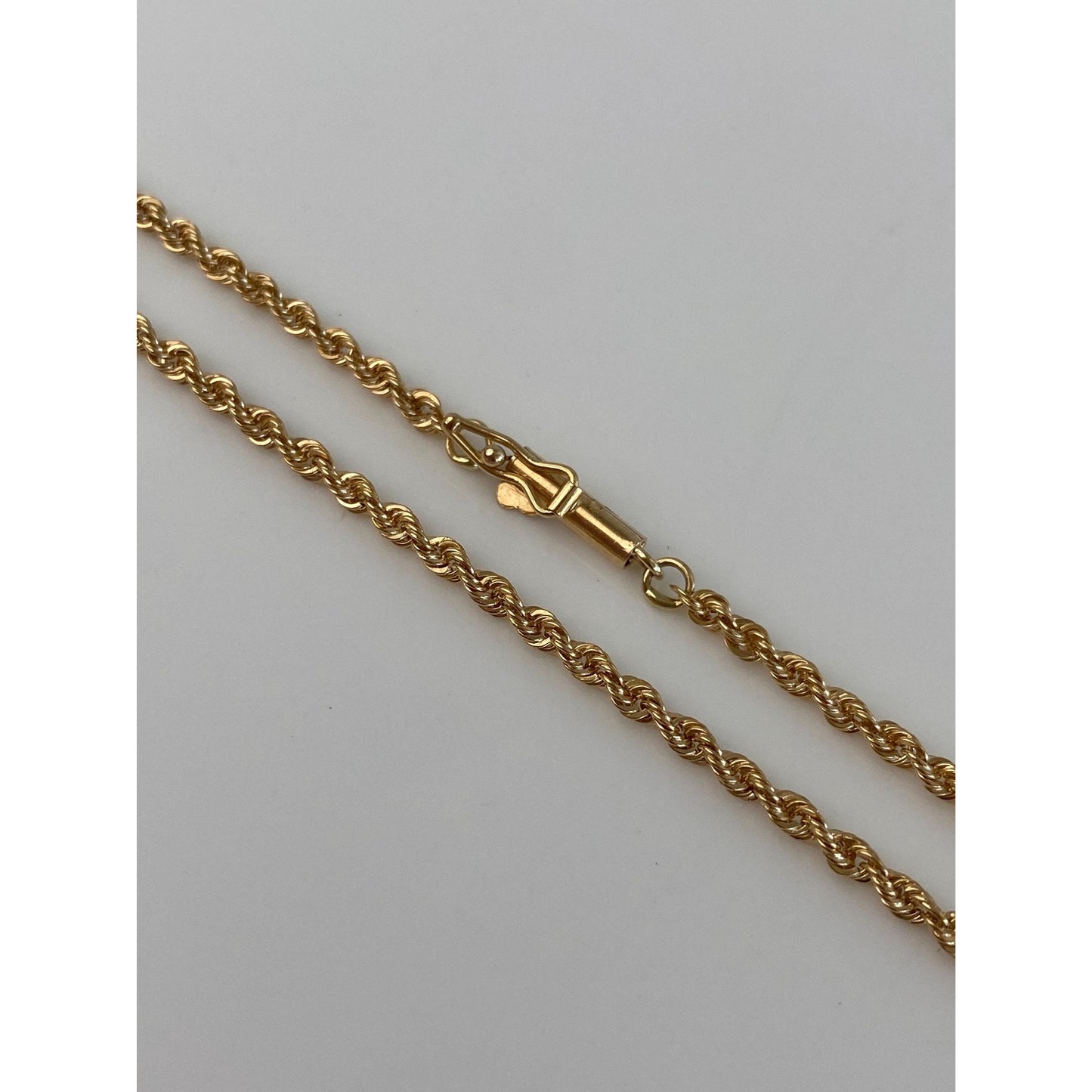 Vintage Solid 14k Yellow Gold Slim Rope Chain Necklace - 17.75 inches
