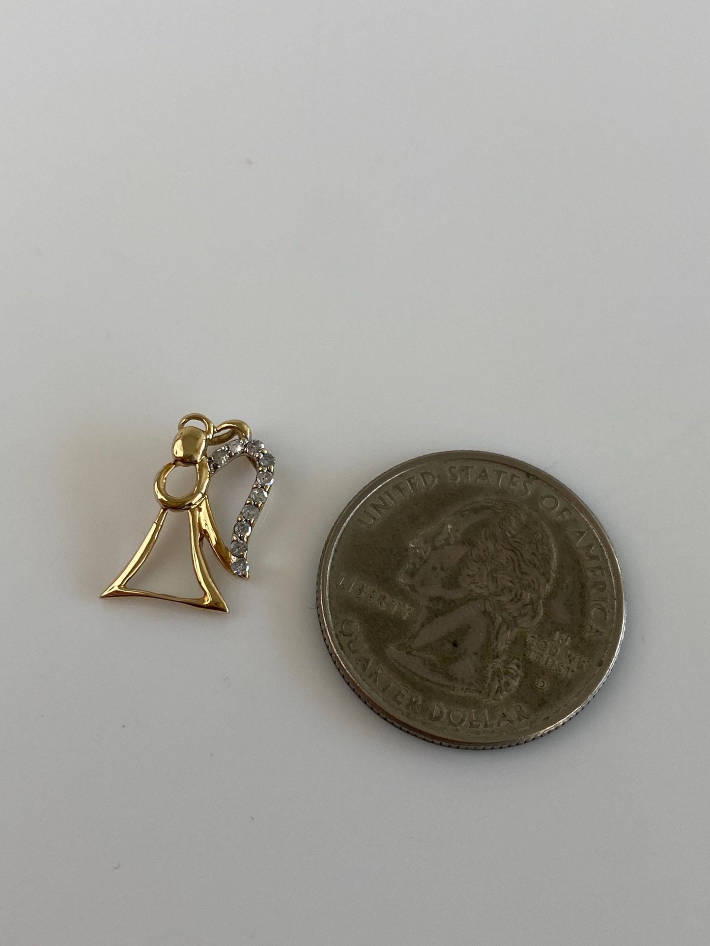 Vintage Solid 10k Yellow Gold Diamond Angel Charm