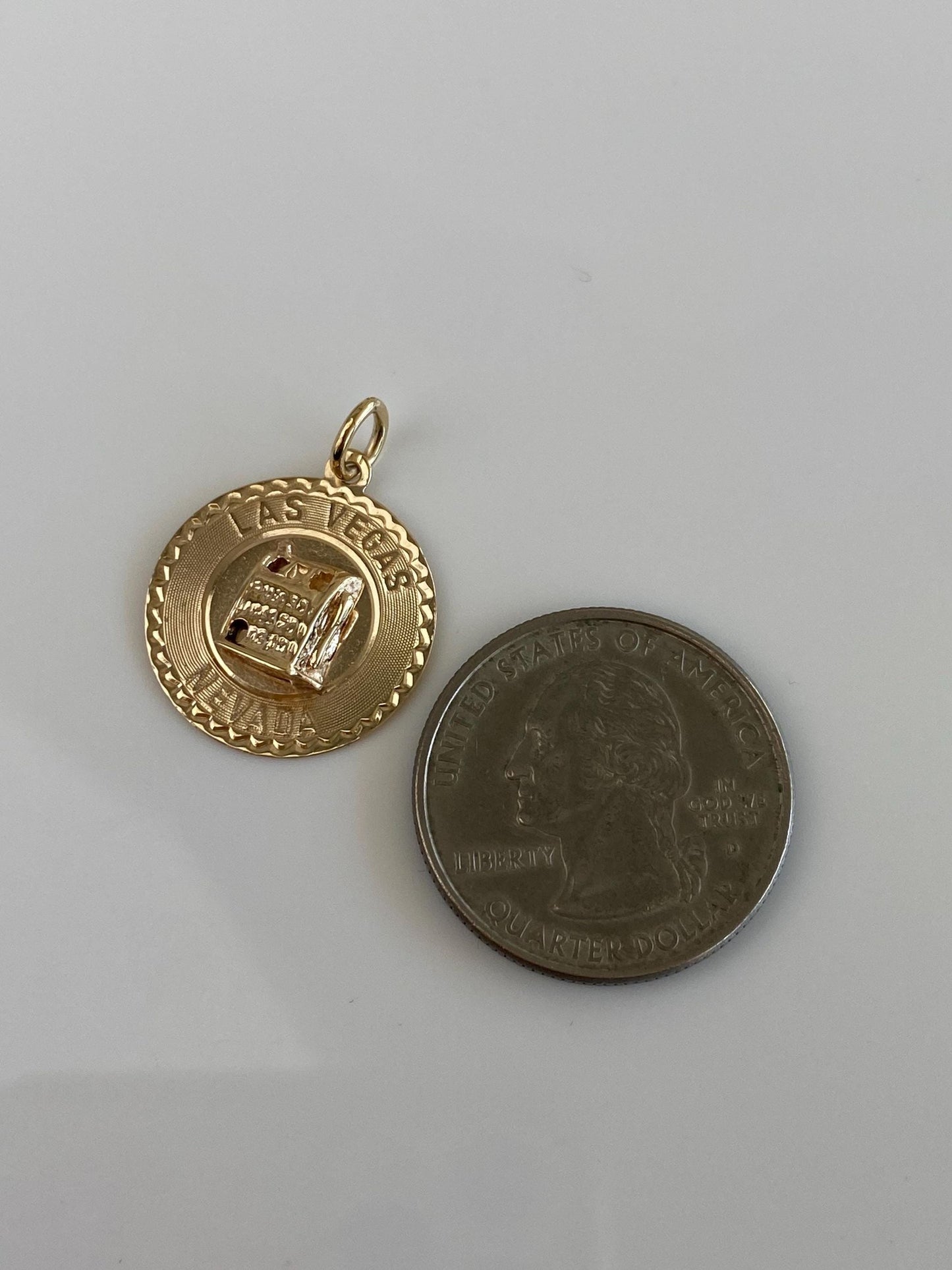 Vintage Solid 14k Yellow Gold Las Vegas Slot Machine Charm