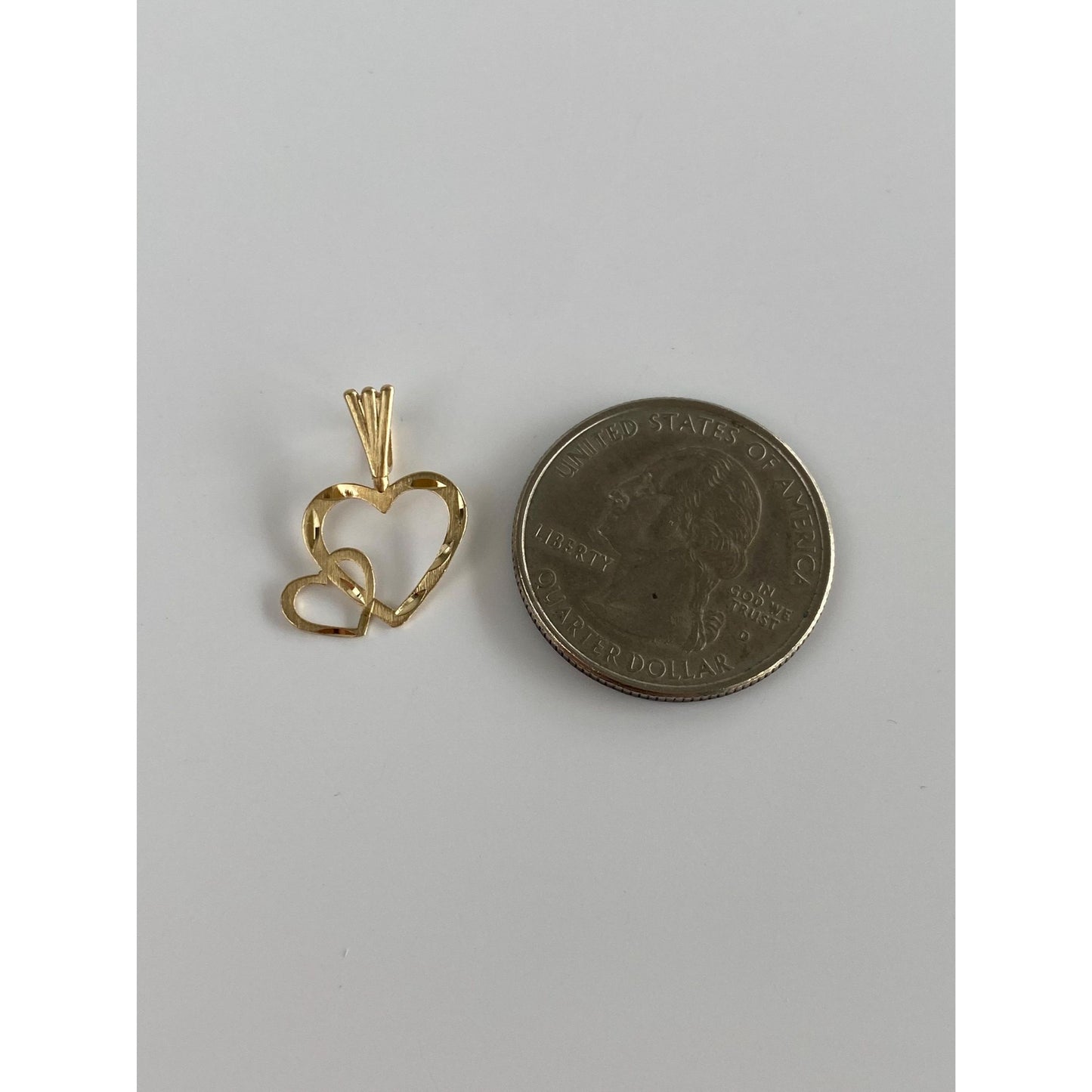 Vintage Solid 14k Yellow Gold Diamond Cut Hearts Charm