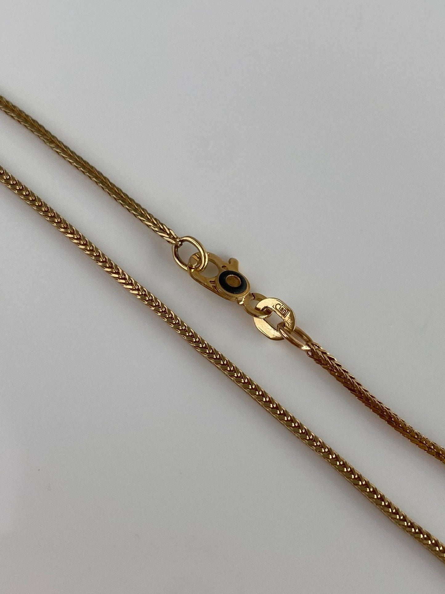 Solid 14k Yellow Gold Square Wheat Chain Necklace - 19.75 inches