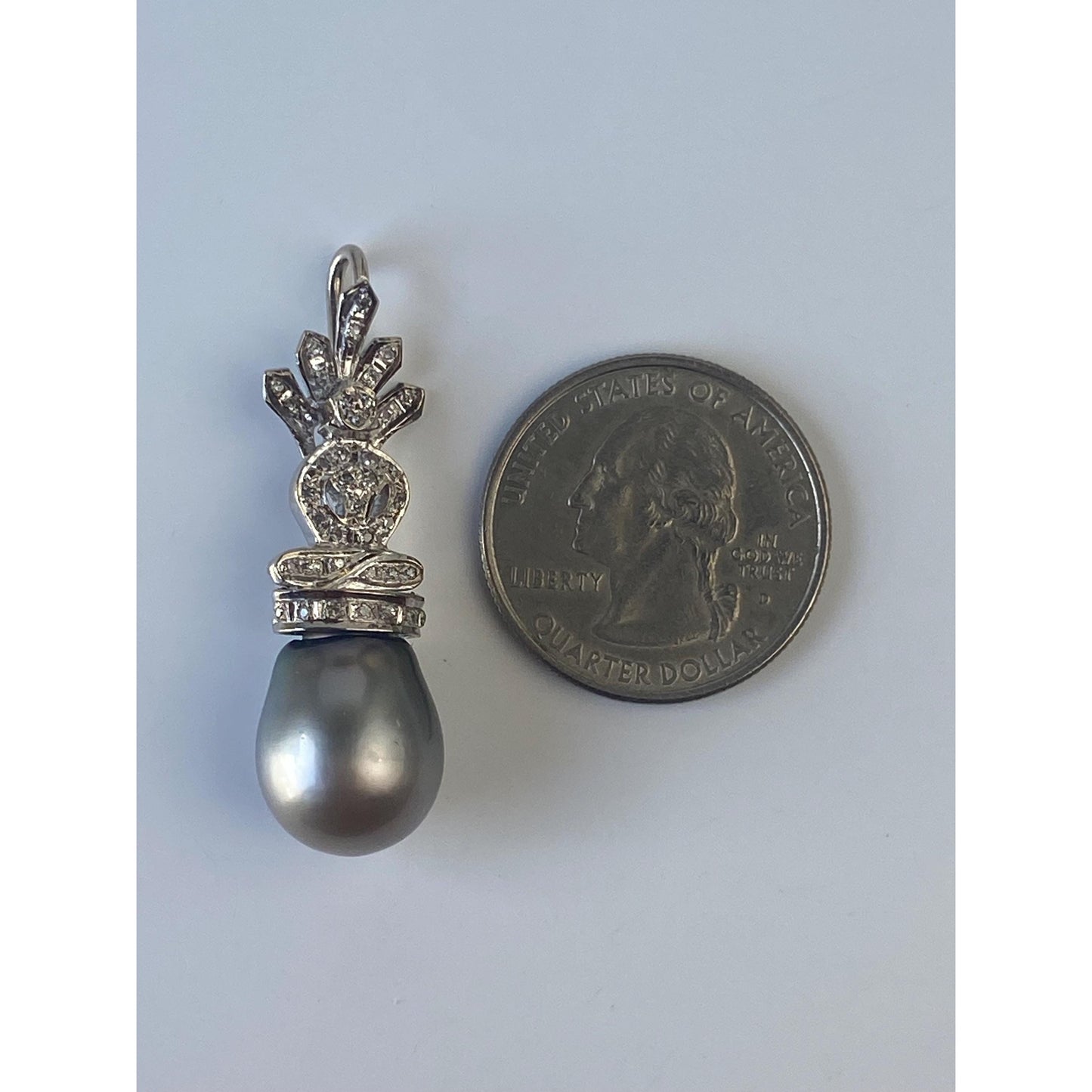 Vintage Solid 14k White Gold Diamond Buddah Peacock Pearl Charm