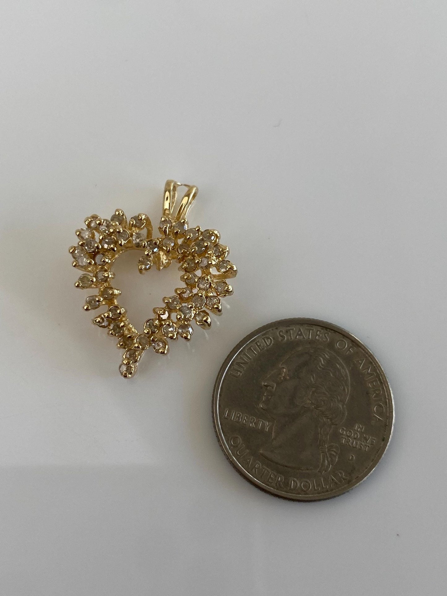 Vintage Solid 14k Yellow Gold Diamond Heart Charm
