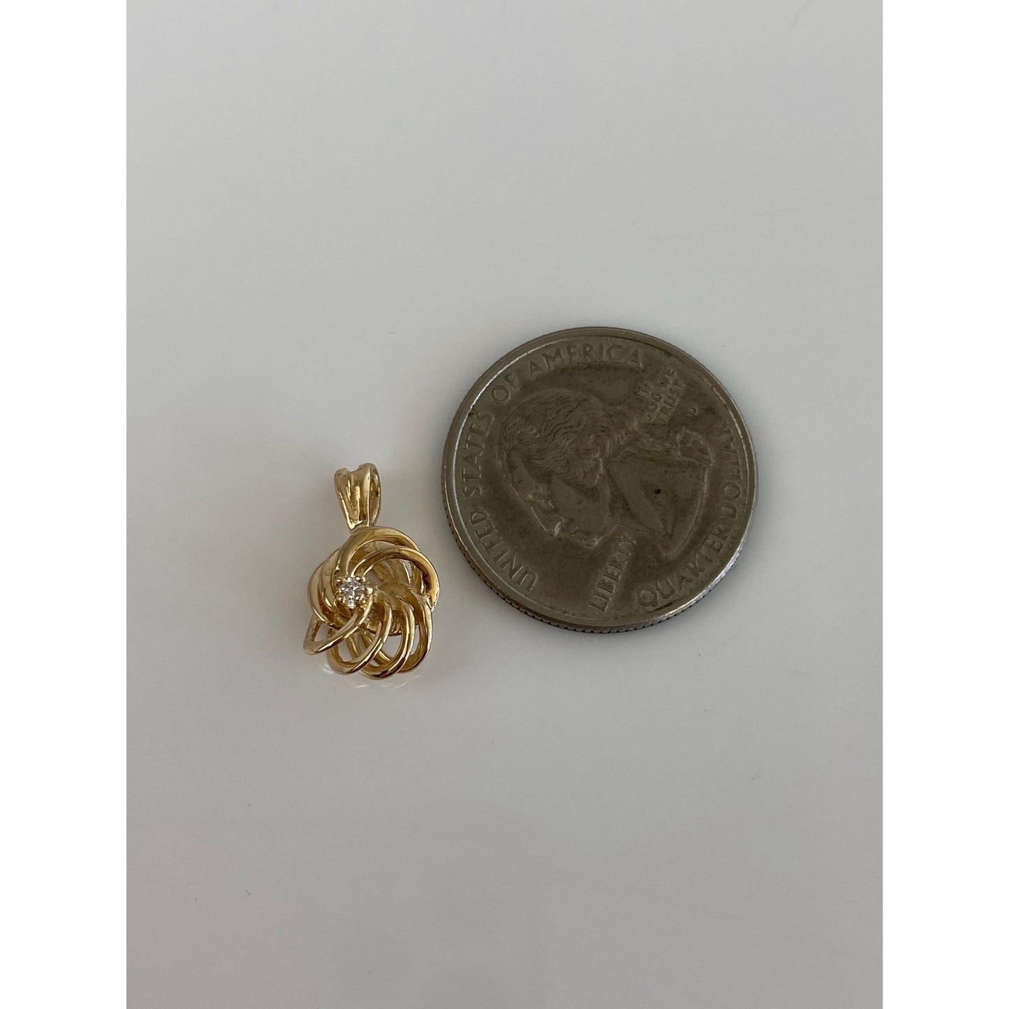 Vintage Solid 14k Yellow Gold Diamond Knot Charm