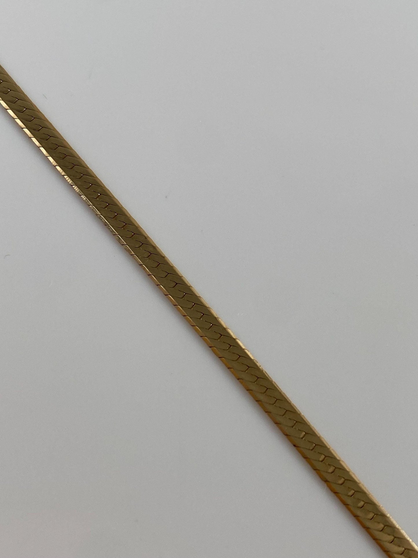 Vintage Solid 14k Yellow Gold Herringbone Chain Bracelet - 7 inches