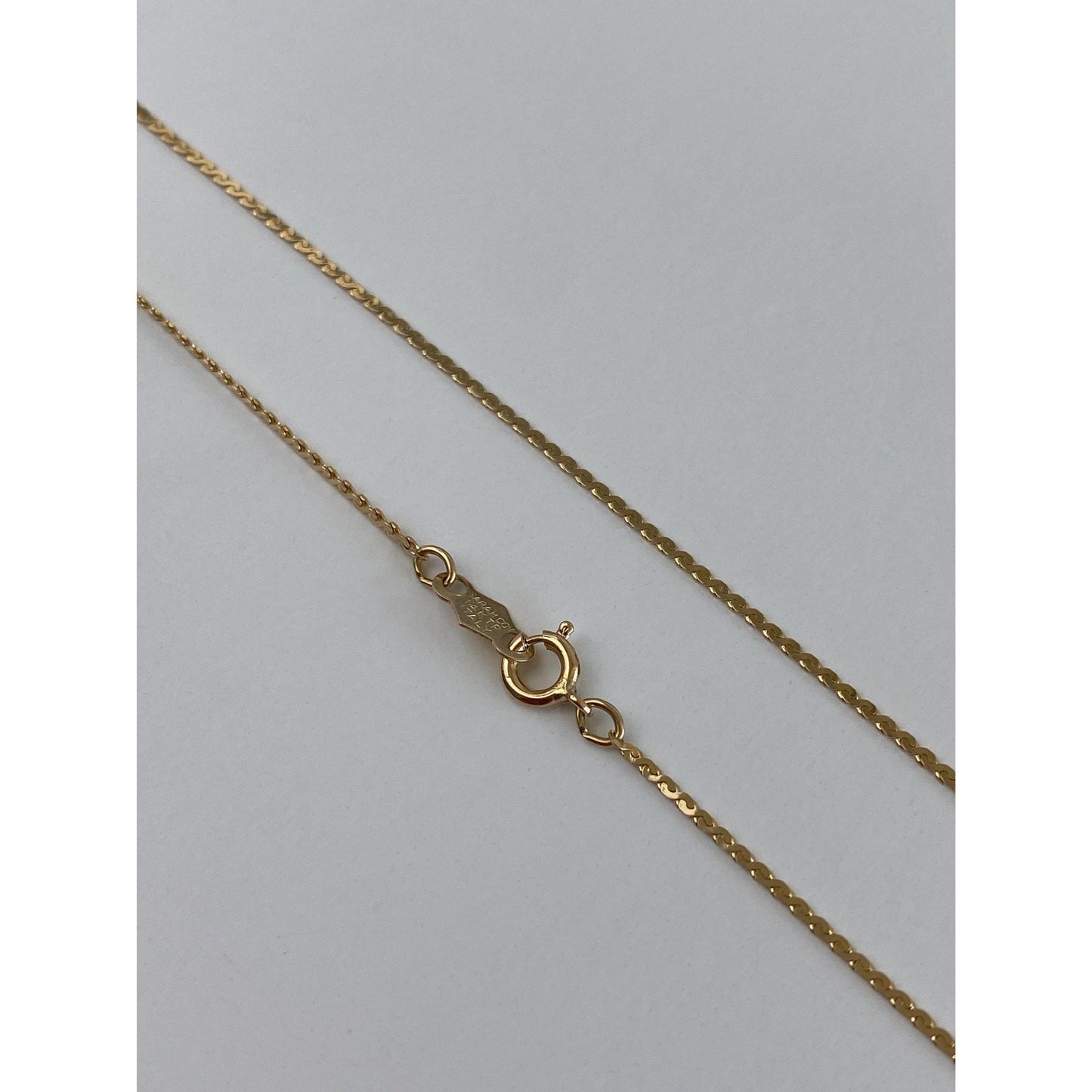 Vintage Solid 14k Yellow Gold Serpentine Chain Necklace - 21 inches