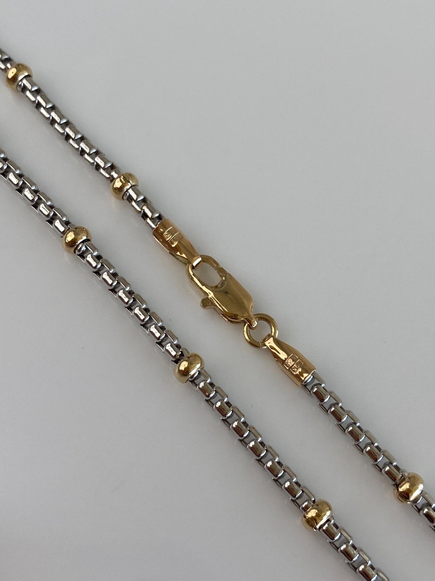 Vintage Solid 14k Yellow Gold Balls Rounded Box Chain Necklace - 15.75 inches
