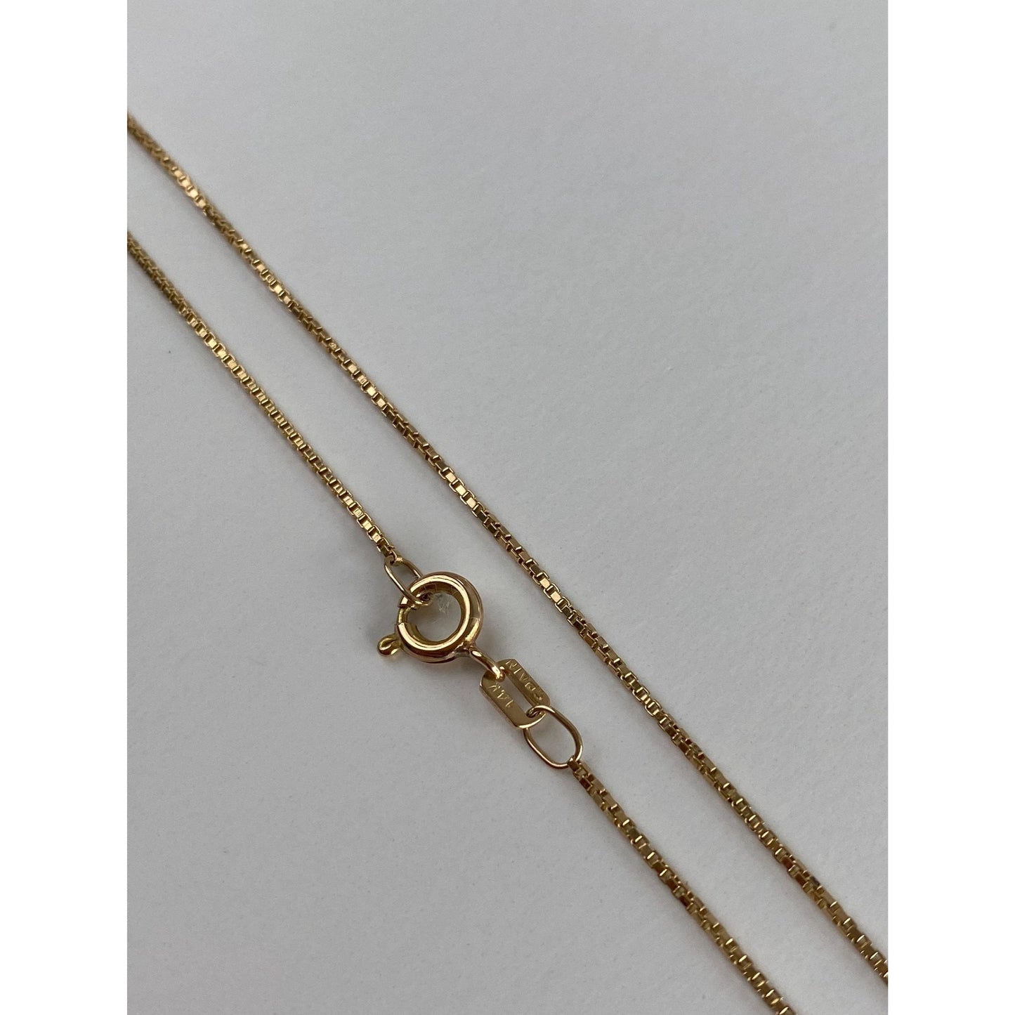 Vintage Solid 14k Yellow Gold Box Chain Necklace - 15.25 inches