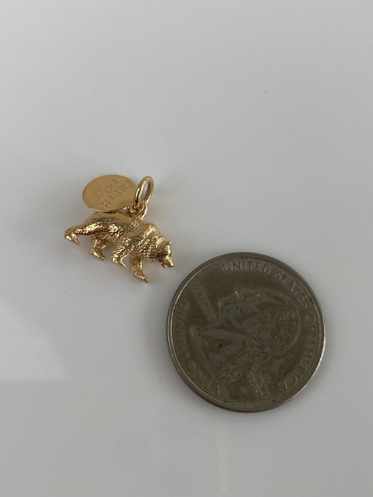 Vintage Solid 14k Yellow Gold Bear Arctic 1959 Charm