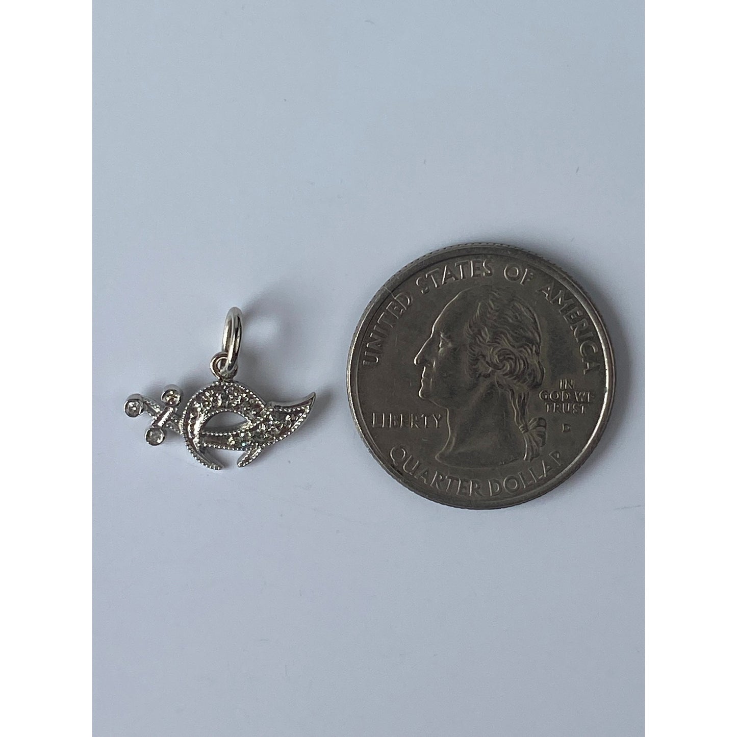Vintage Solid 14k White Gold Diamond Free Mason Charm