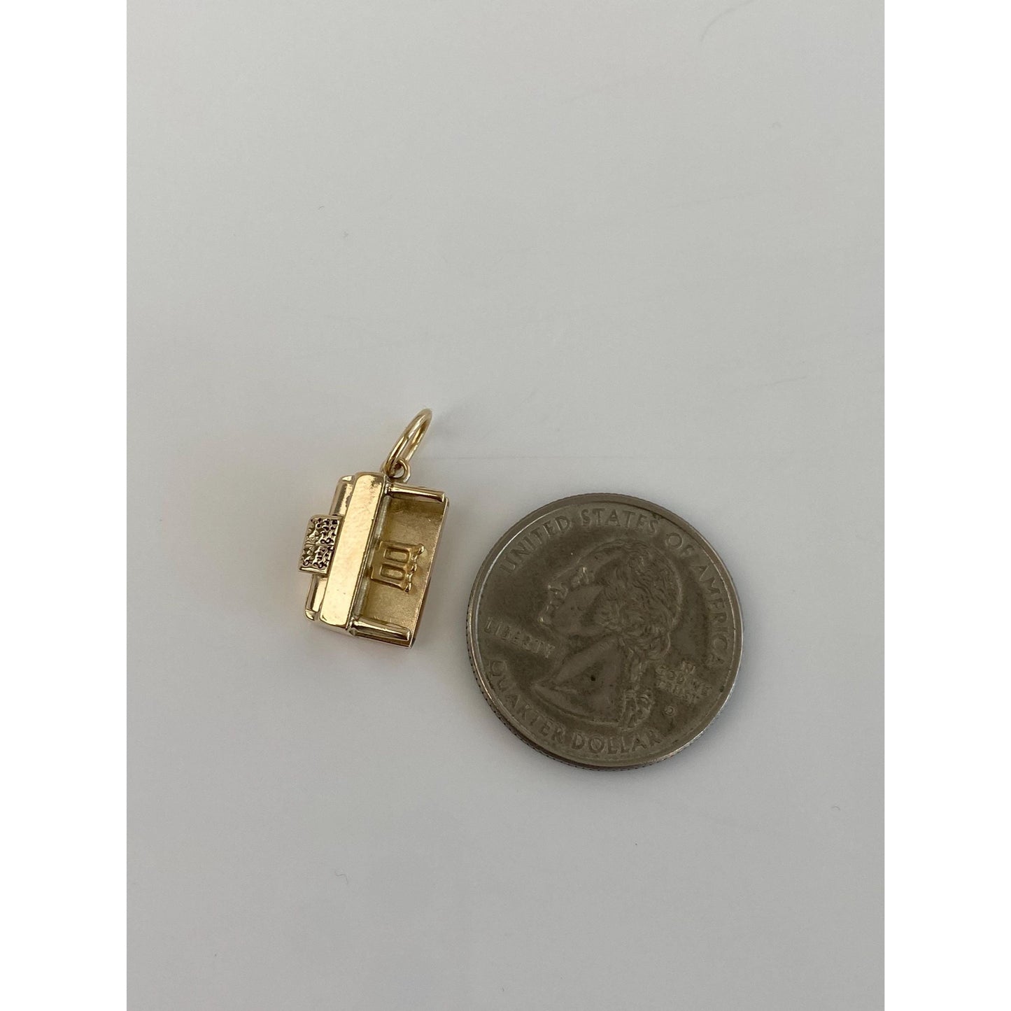 Vintage Solid 14k Yellow Gold Enamel Piano Charm