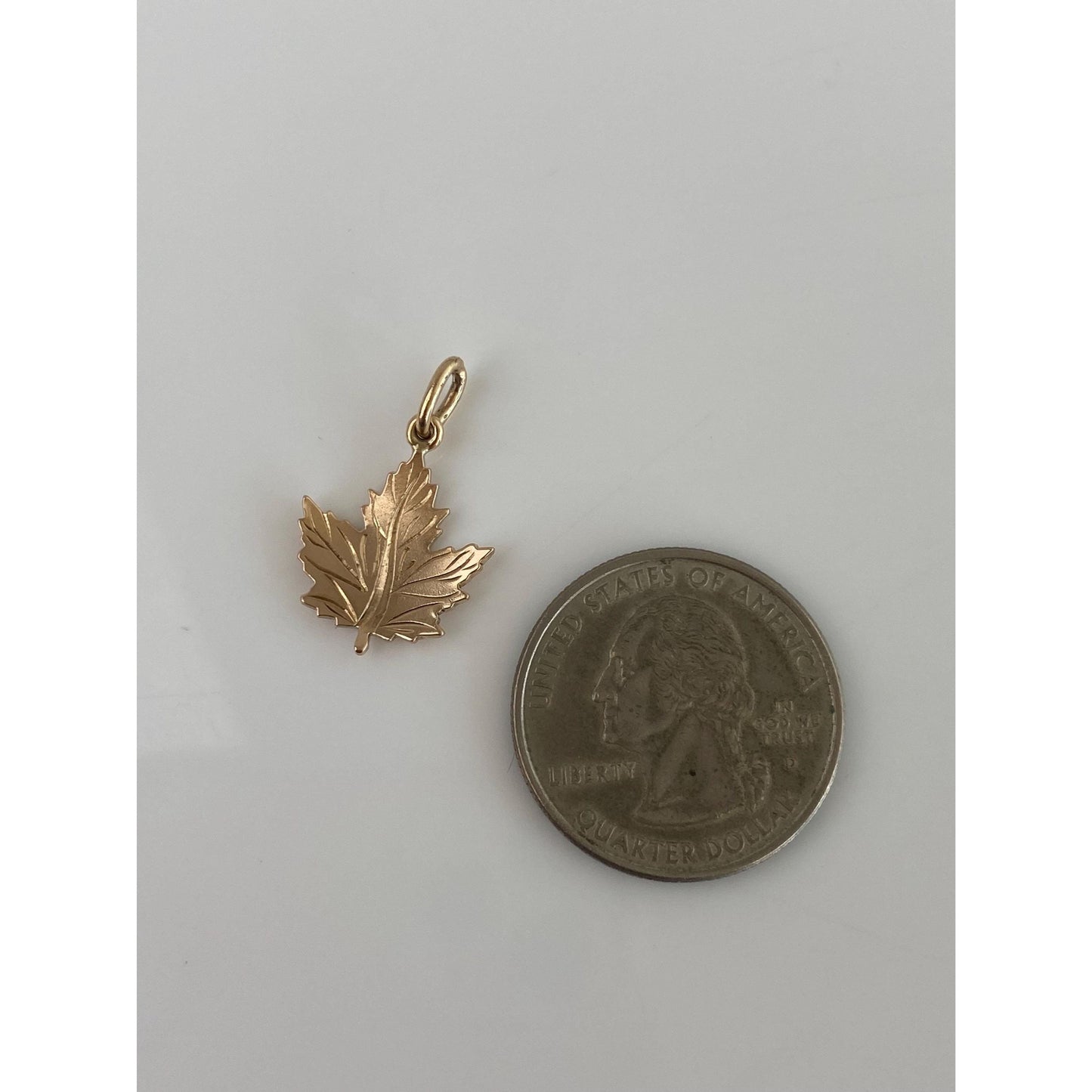 Solid 14k Yellow Gold Leaf Charm