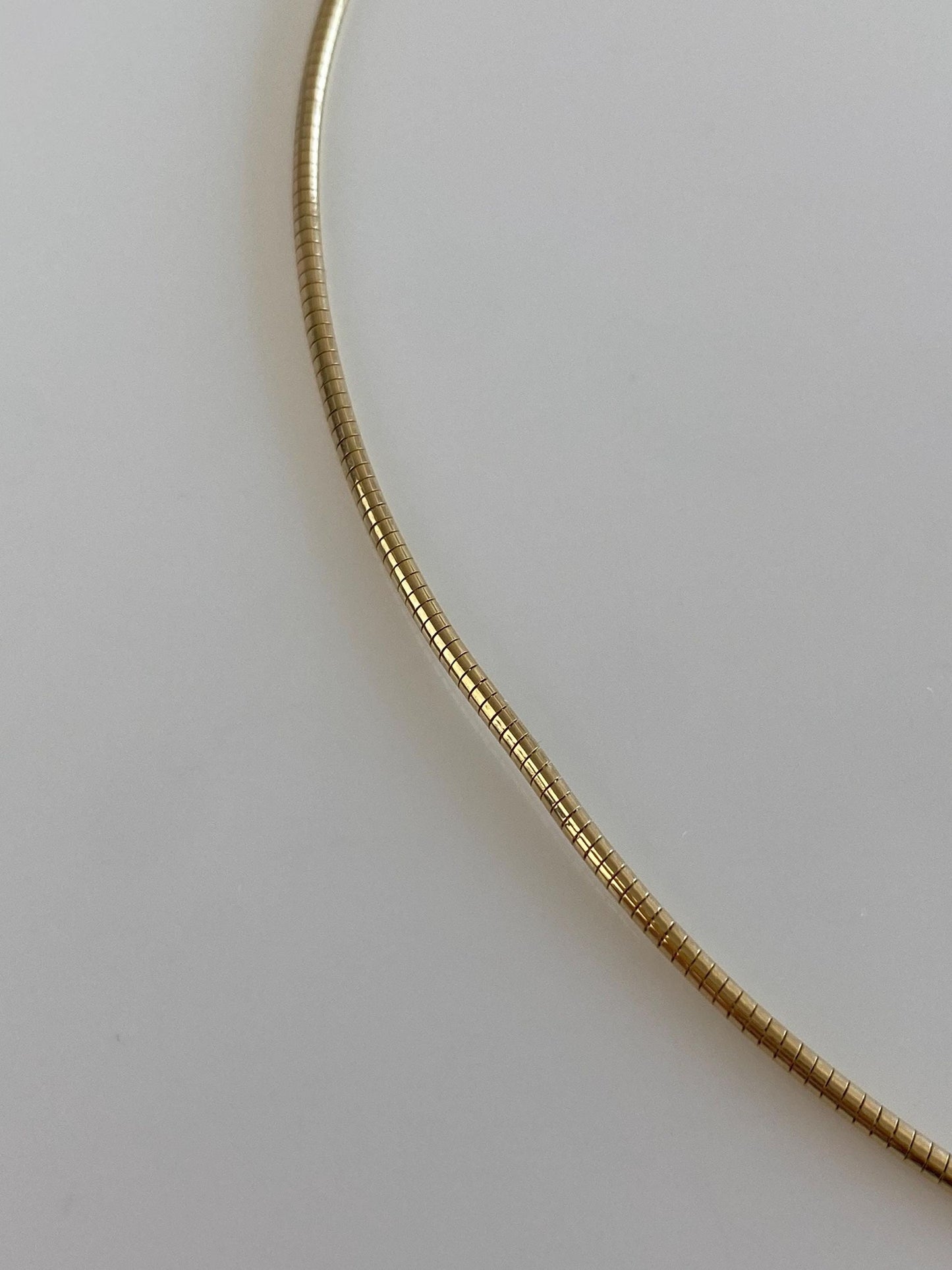 Vintage Solid 14k Yellow Gold Slim Omega Chain Necklace - 17 inches