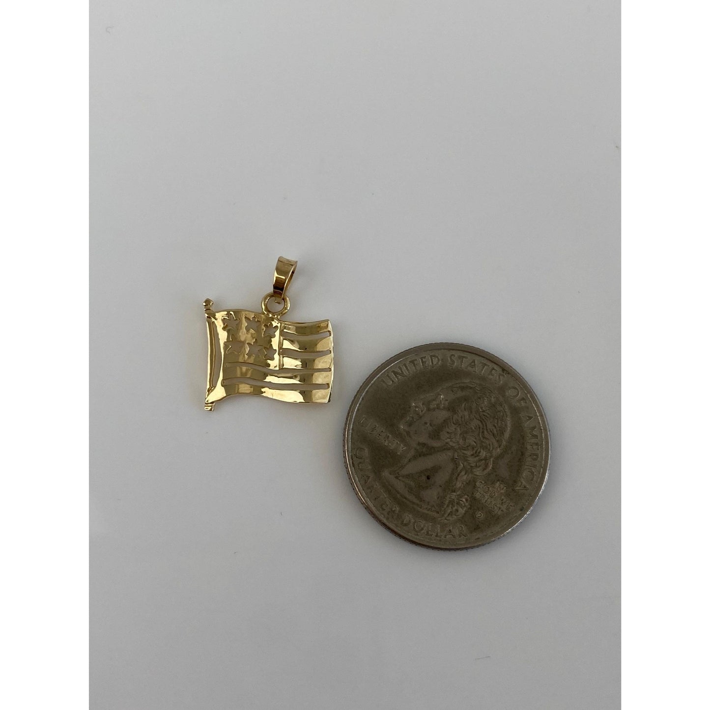 Vintage Solid 14k Yellow Gold American Flag Charm