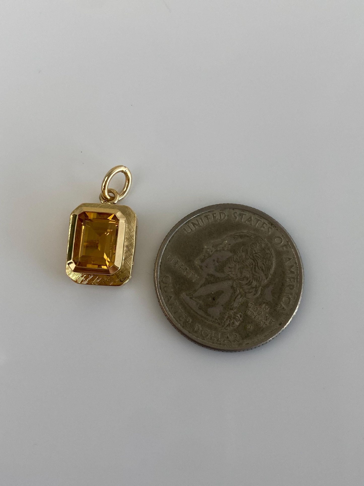Vintage Solid 18k Yellow Gold Citrine Cufflink Conversion Charm