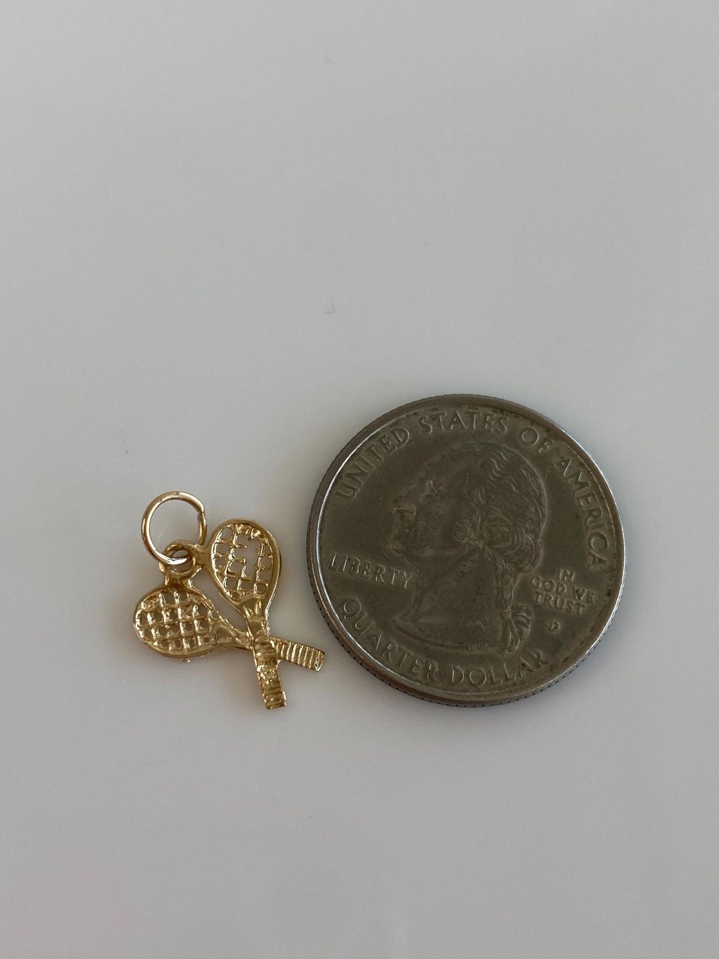 Vintage Solid 14k Yellow Gold Tennis Rackets Charm