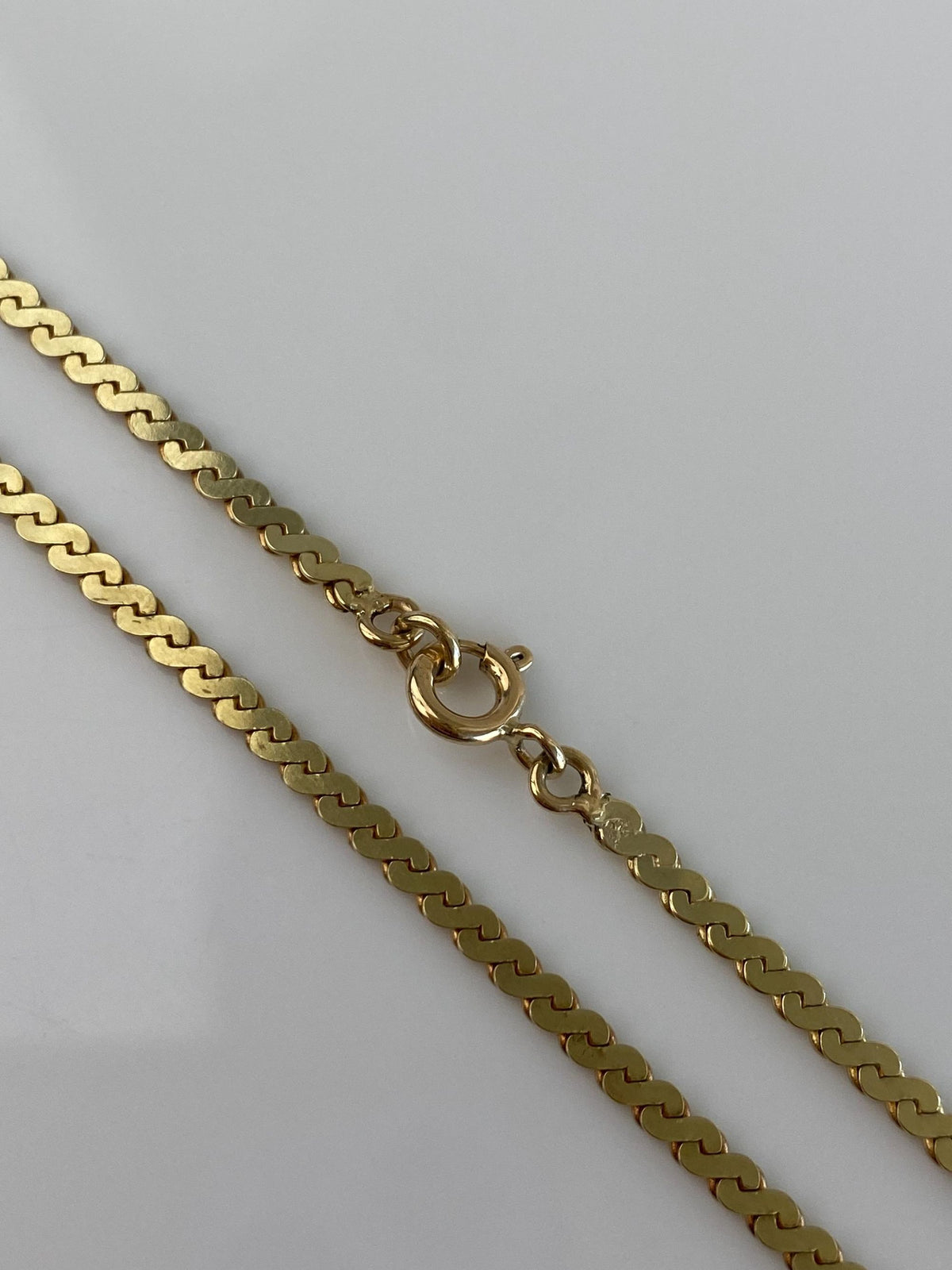 Vintage Solid 14k Yellow Gold Chunky Serpentine Chain Necklace - 20.25 inches