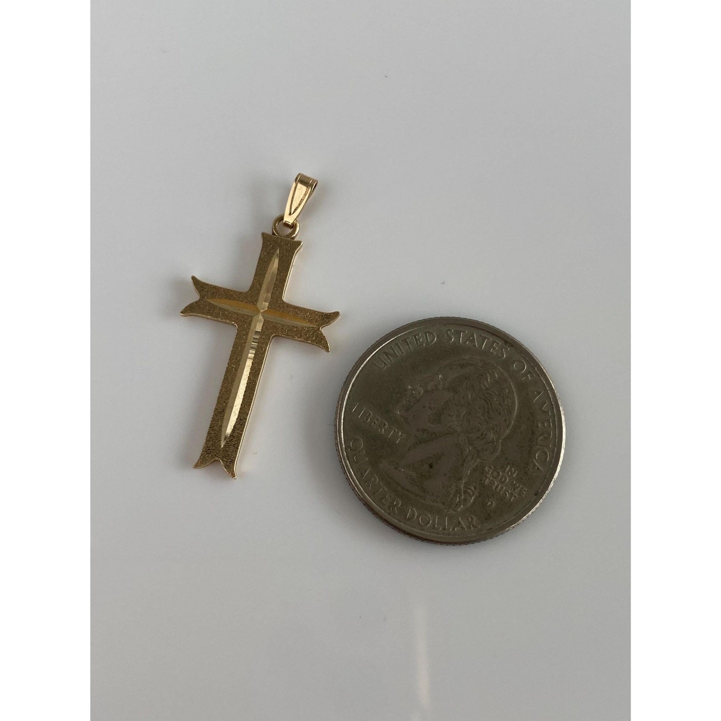 Vintage Solid 9k Yellow Gold Textured Cross Charm