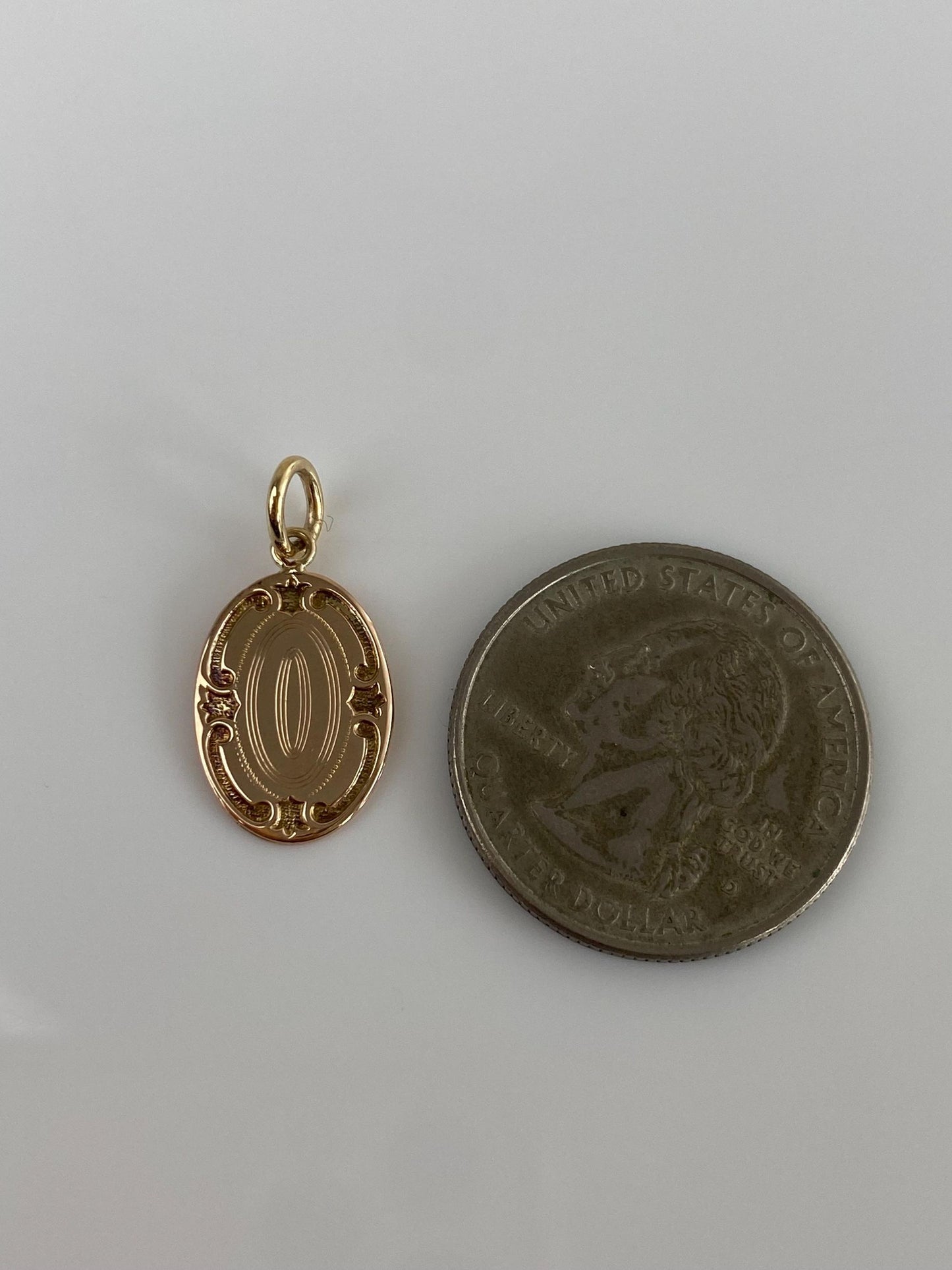 Vintage Solid 10k Yellow Gold Engraved Cufflink Conversion Charm