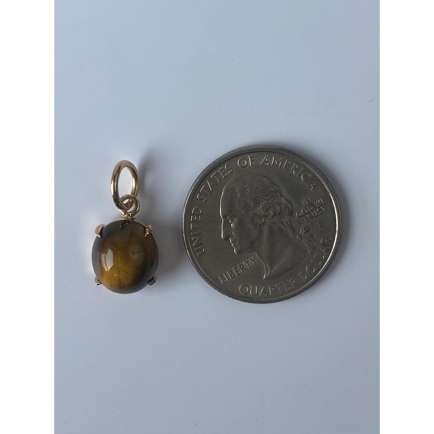 Vintage Solid 14k Yellow Gold Tigers Eye Charm