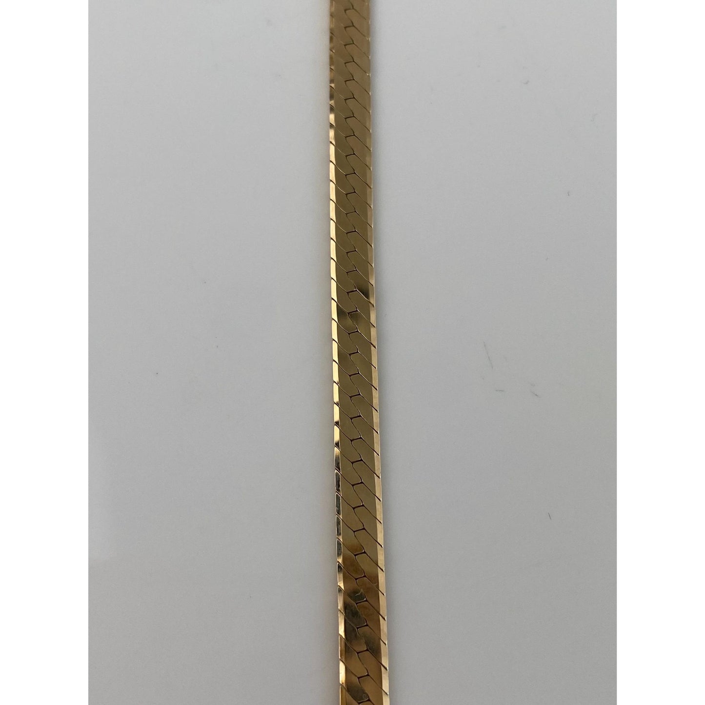 Vintage Solid 14k Yellow Gold Herringbone Chain Bracelet - 8 inches