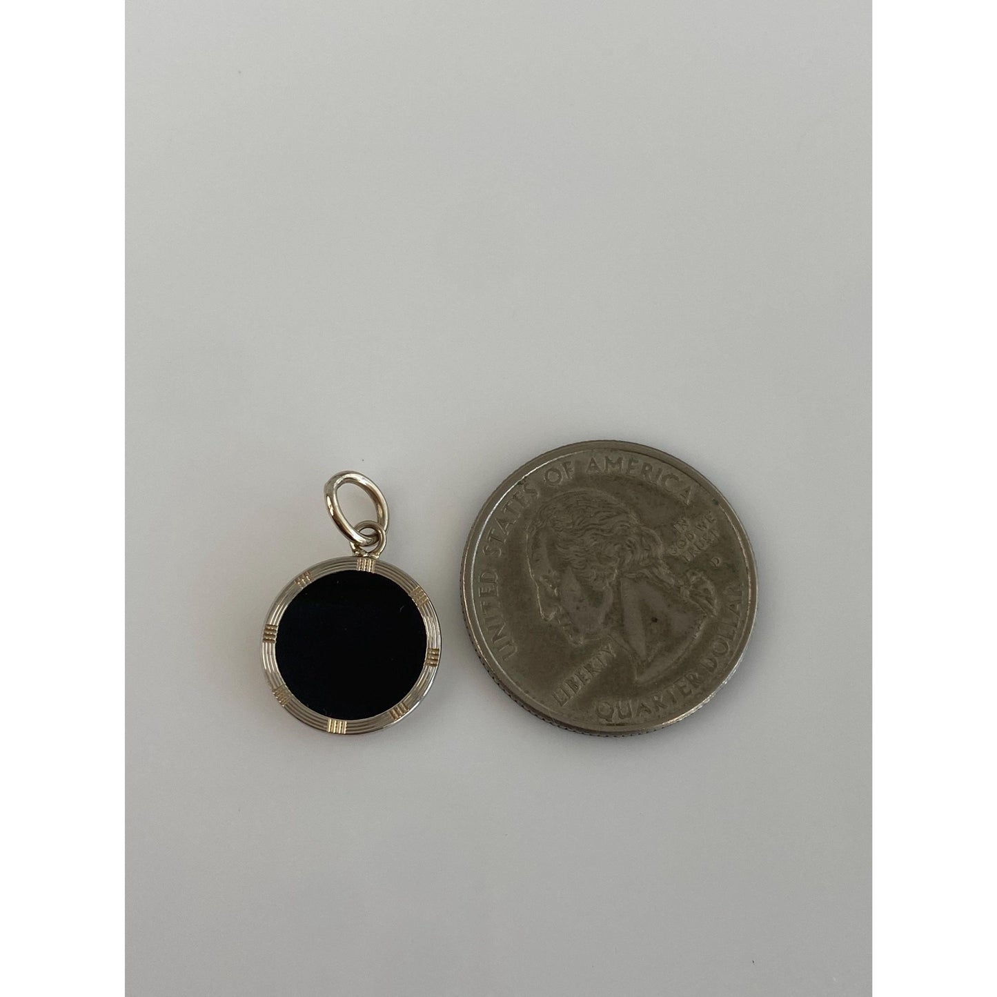 Vintage Solid 10k White & Yellow Gold Onyx Cufflink Conversion Charm