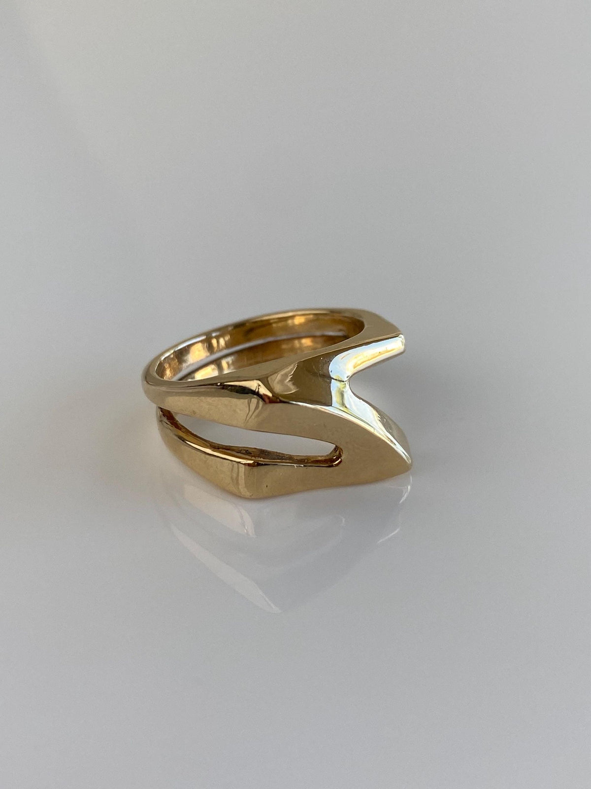 Vintage Solid 14k Yellow Gold Abstract Ring - Size 5.75