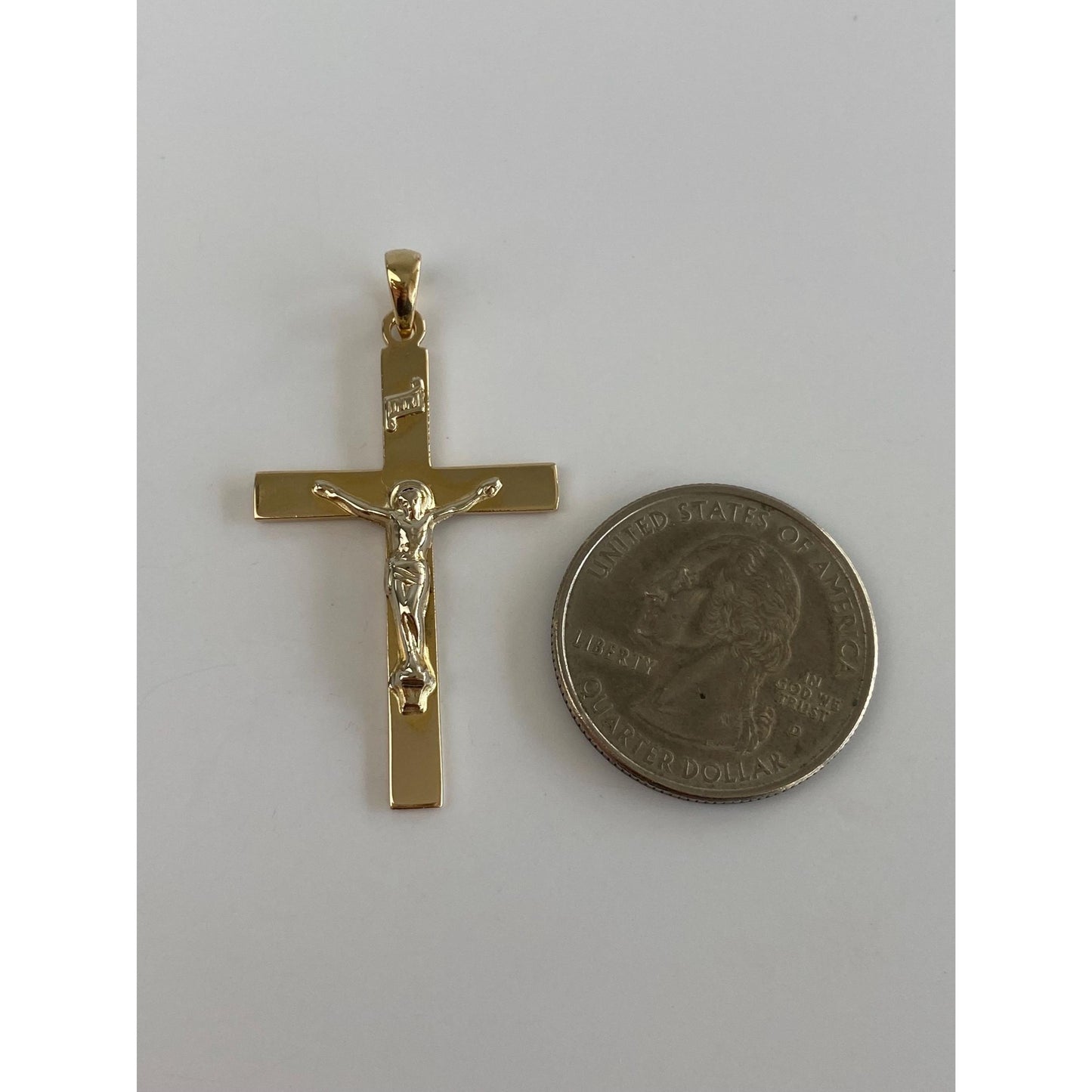 Vintage 14k White & Yellow Gold Crucifix Cross Charm