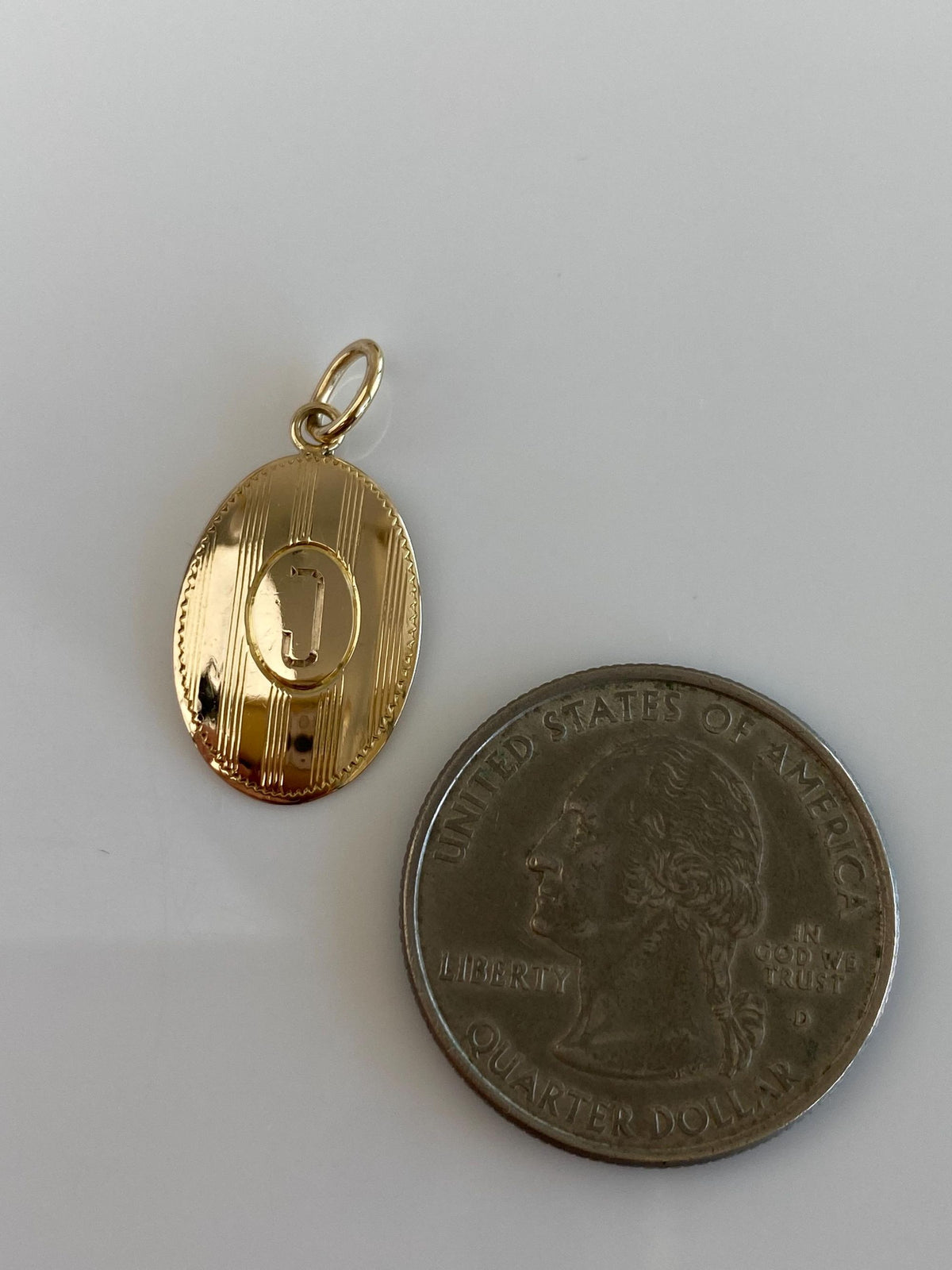 Vintage Solid 9k Yellow Gold Initial 'J' Cufflink Conversion Charm