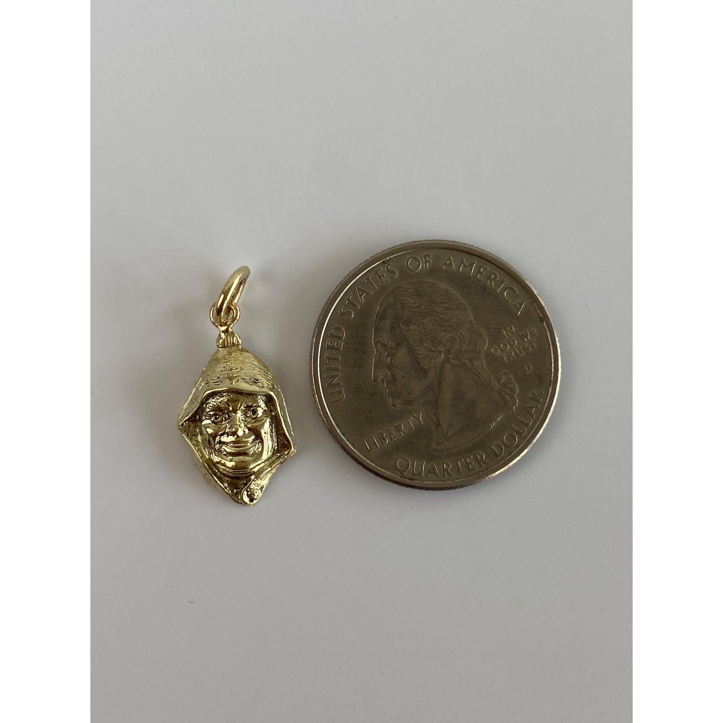 Solid 14k Yellow Gold Hooded Man Charm