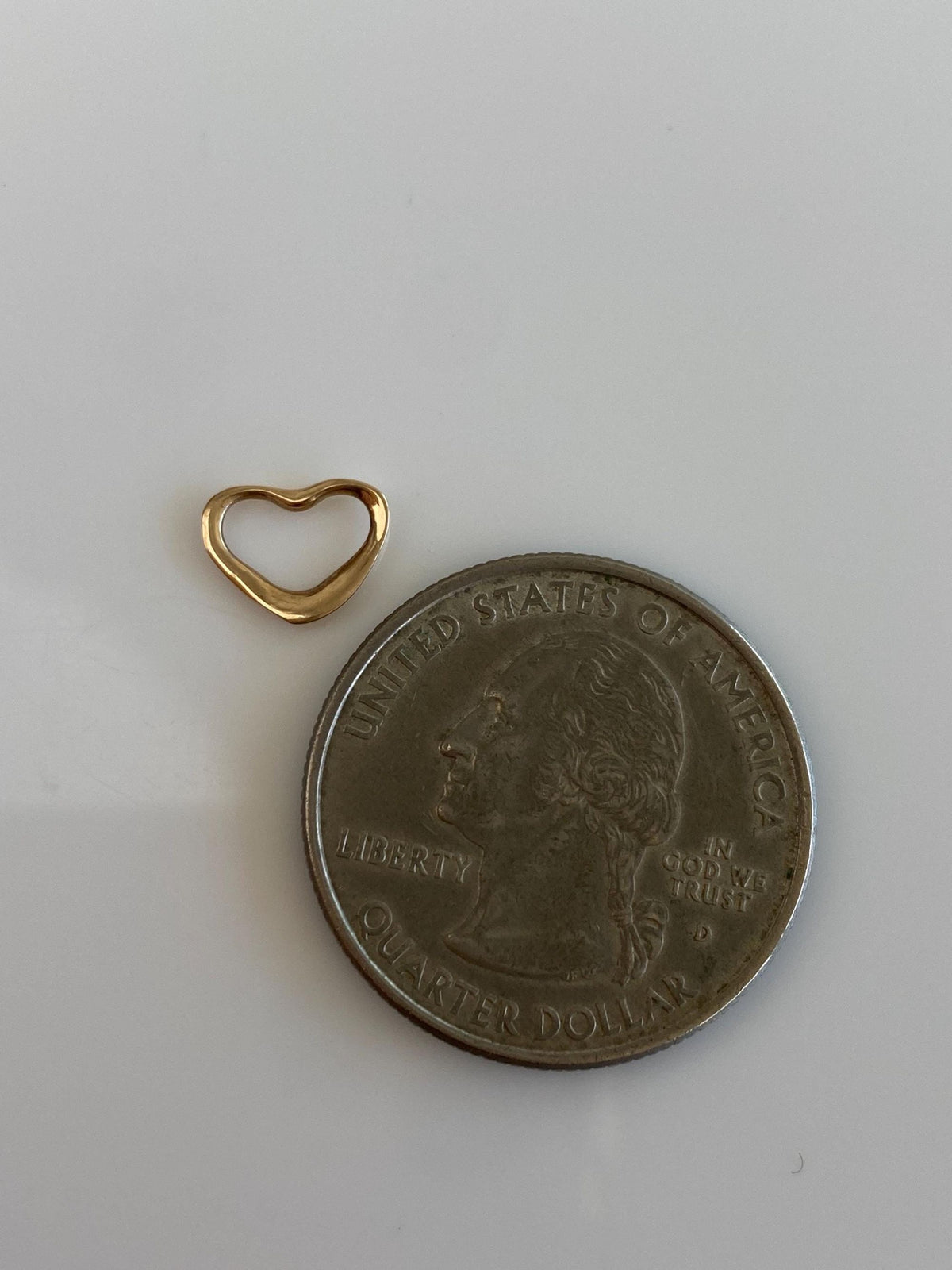 Solid 14k Yellow Gold Open Heart Slide Charm