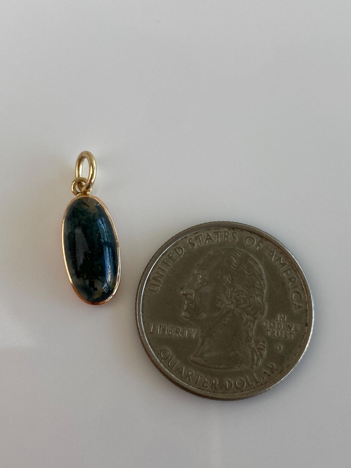 Vintage Solid 14k Yellow Gold Moss Agate Stick Pin Conversion Charm