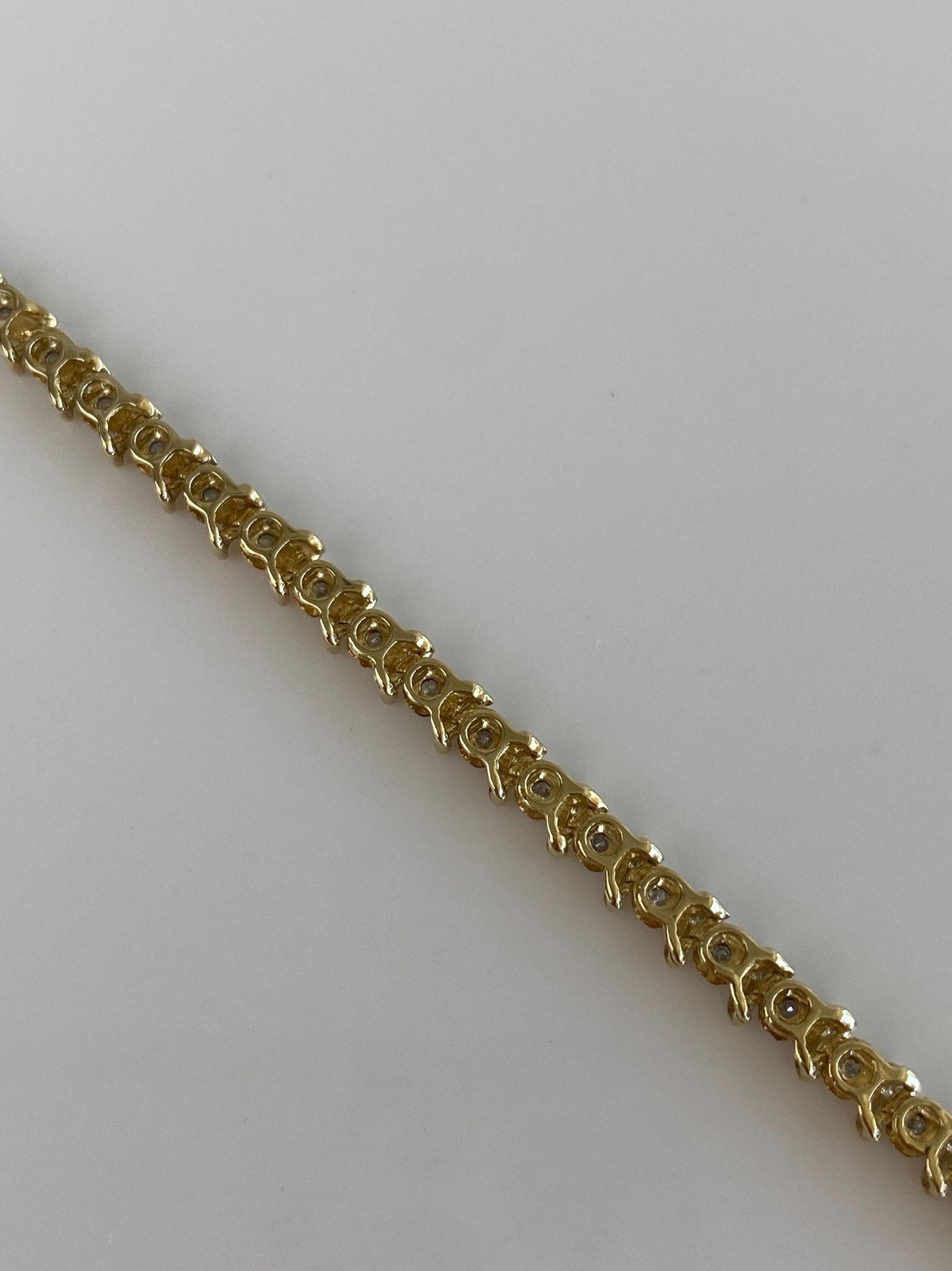 Vintage Solid 10k White & Yellow Gold Diamond Tennis Bracelet - 7.25 inches