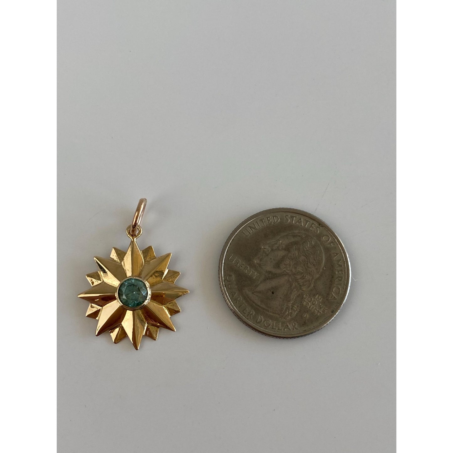 Vintage Solid 14k Yellow Gold Topaz Star Charm