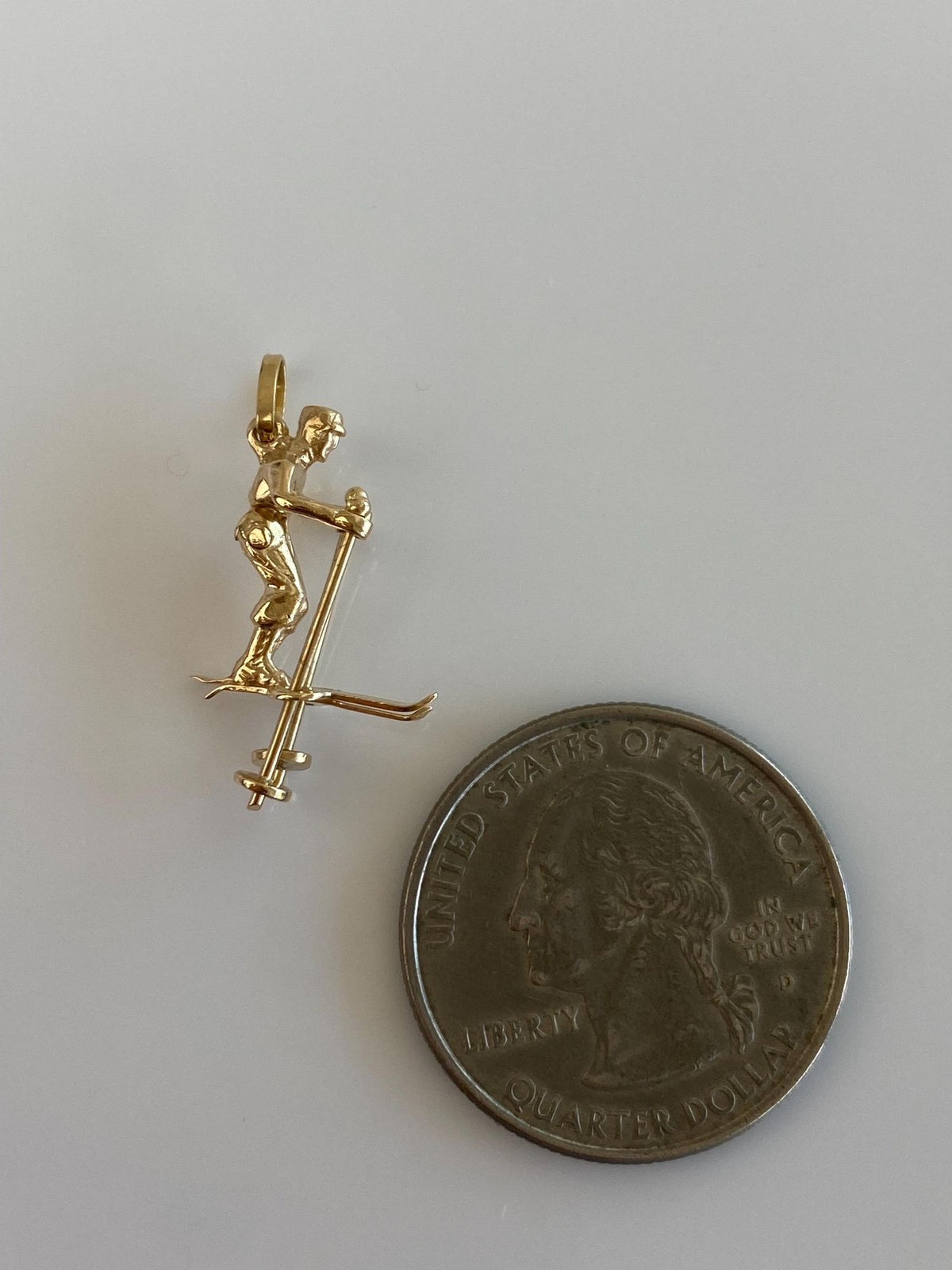 Vintage Solid 14k Yellow Gold Articulated Skier Charm
