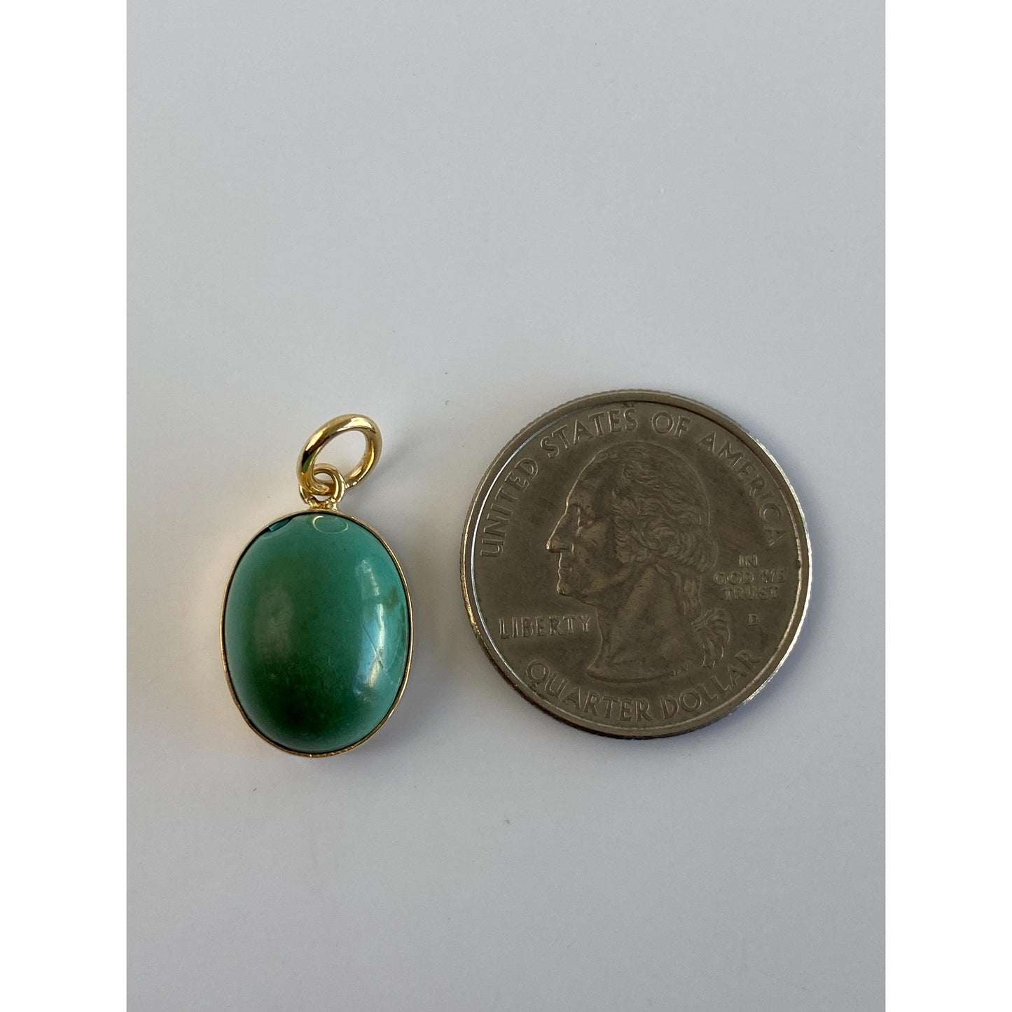 Vintage Solid 14k Yellow Gold Turquoise Stone Charm