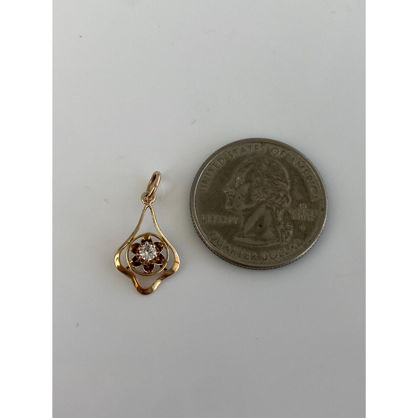 Vintage Solid 10k Yellow Gold Diamond Stick Pin Conversion Charm