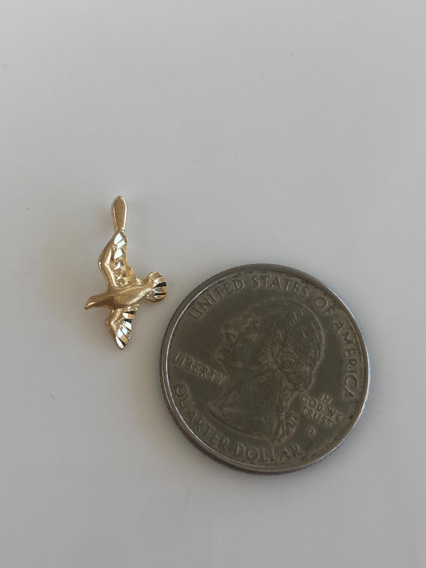 Vintage Solid 14k Yellow Gold Diamond Cut Bird Charm