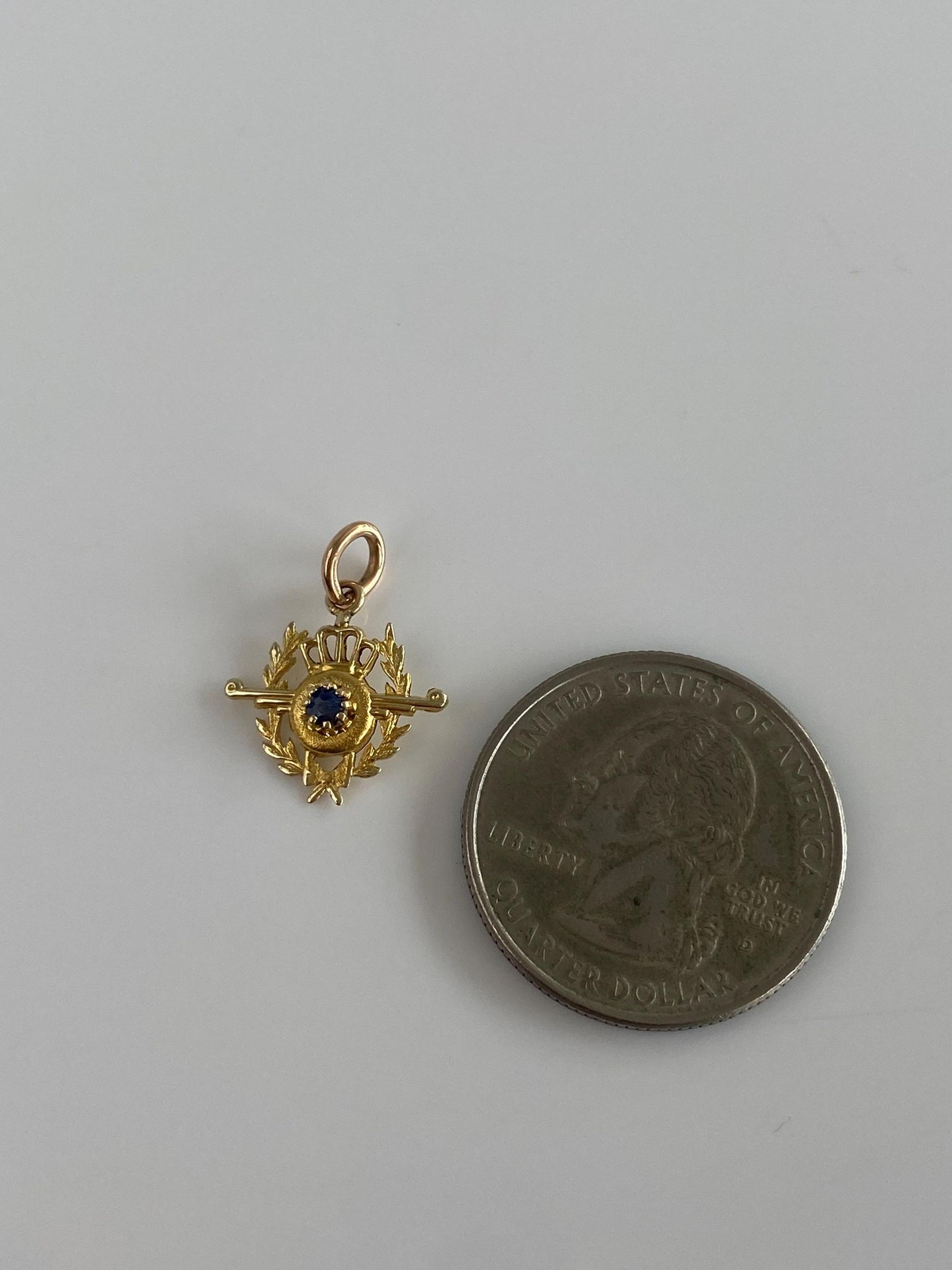 Solid 14k Yellow Gold Blue Sapphire Stick Pin Conversion Charm