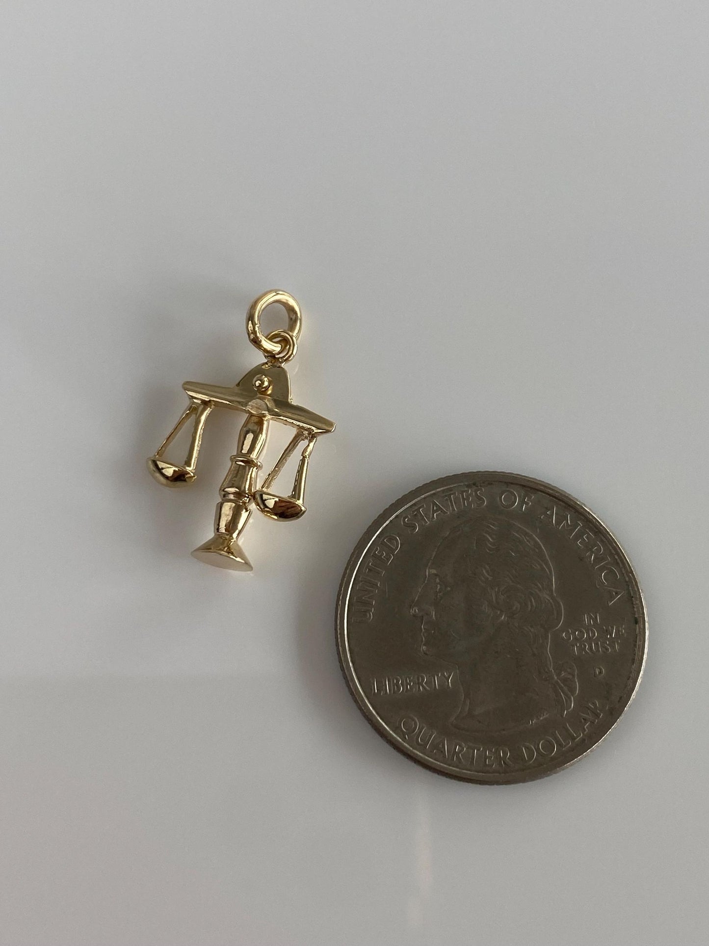 Vintage Solid 14k Yellow Gold Articulated Libra Scales Charm