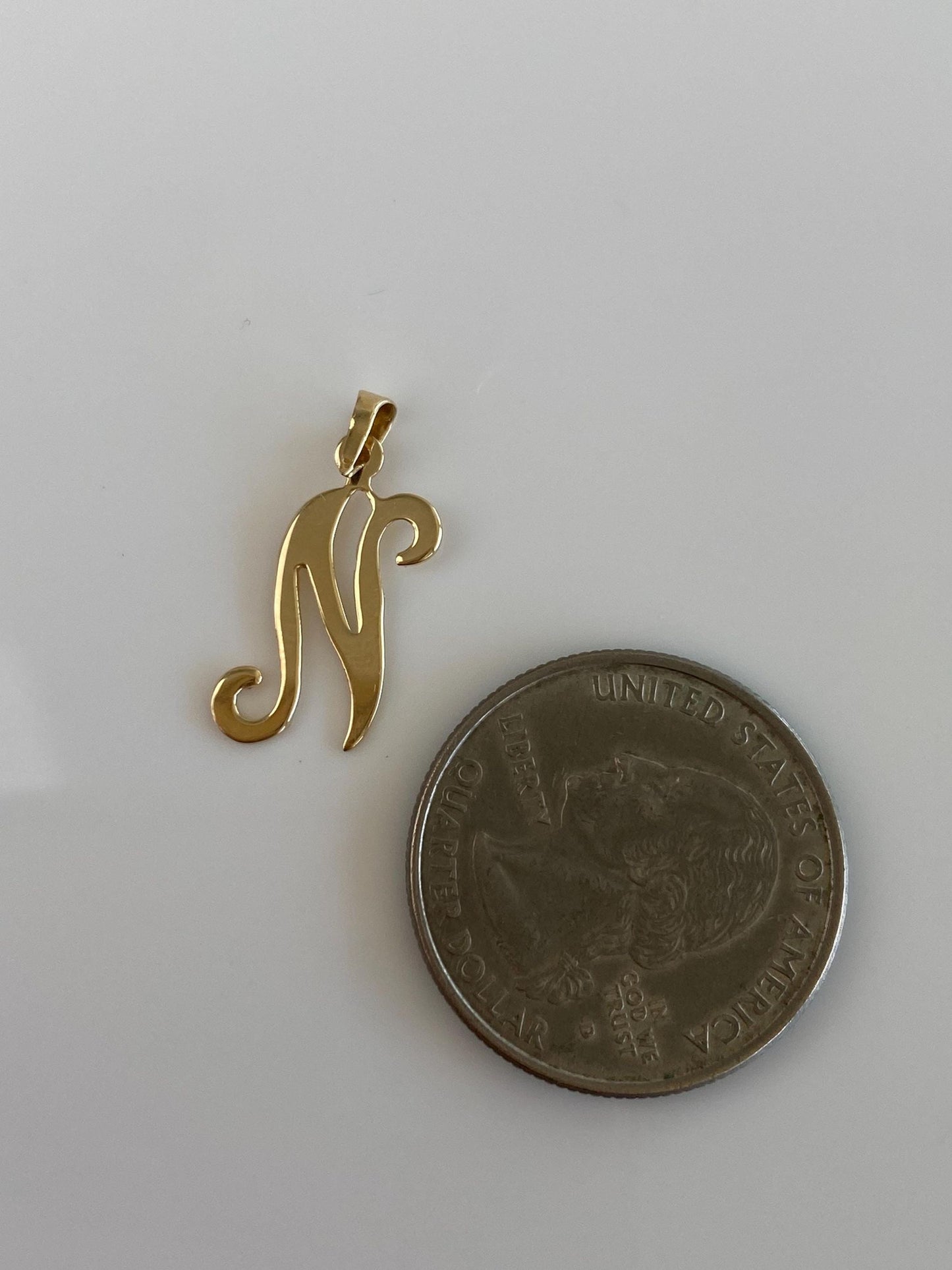 Solid 14k Yellow Gold Initial 'N' Charm