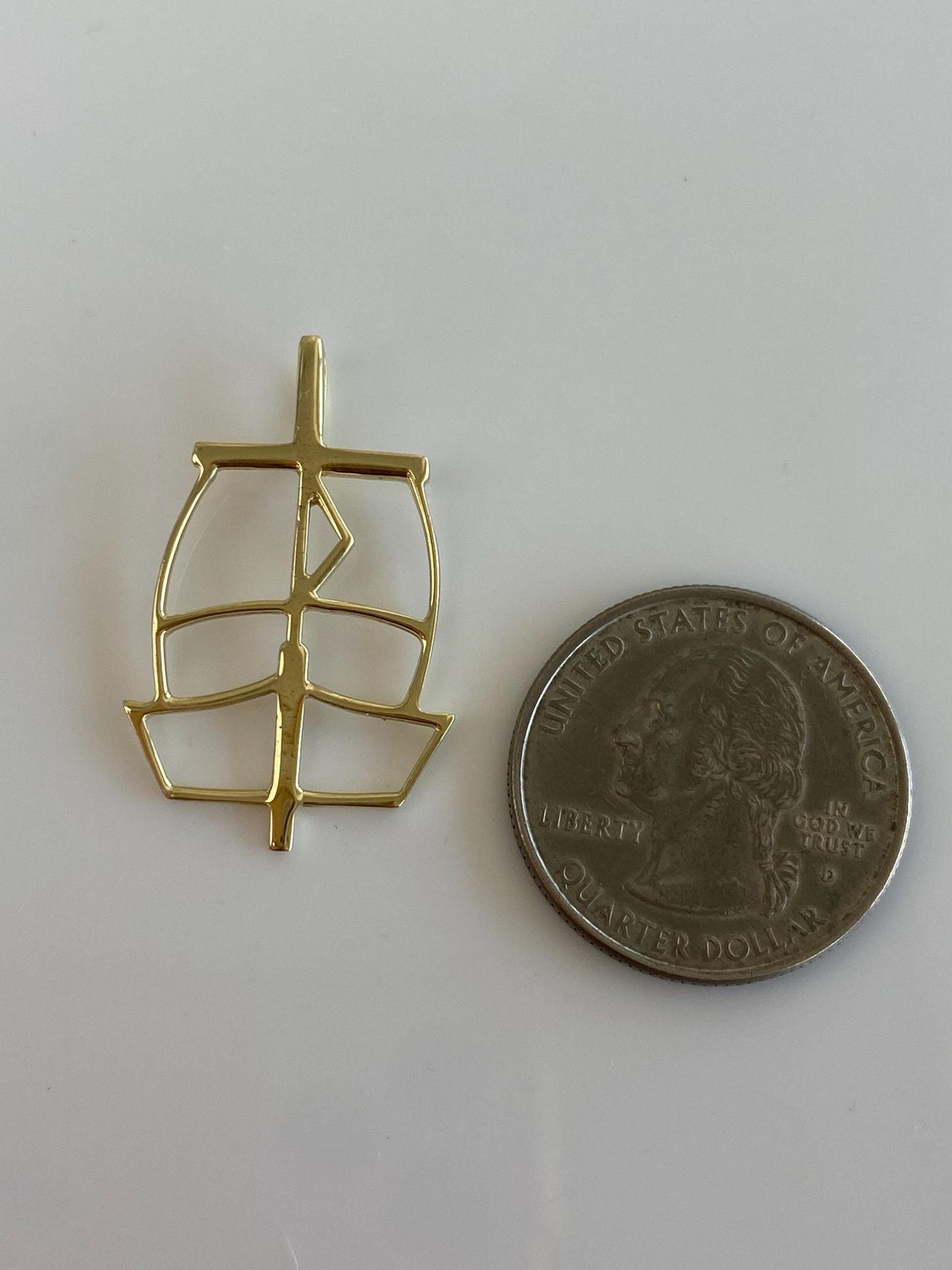 Vintage Solid 14k Yellow Gold Open Work Sail Charm