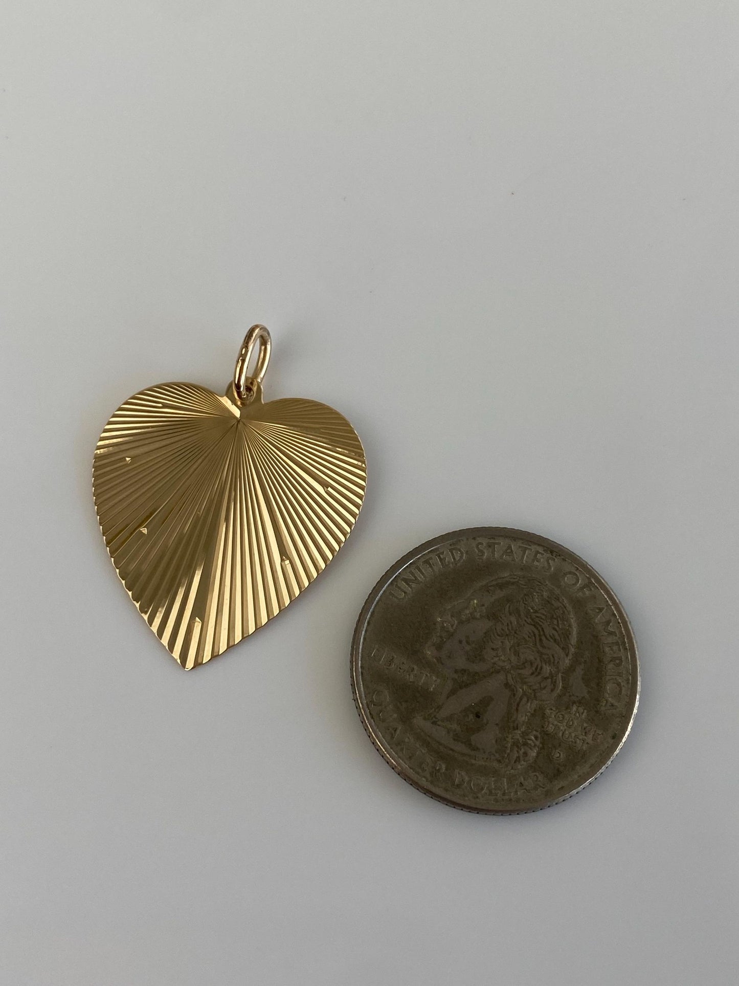 Vintage Solid 14k Yellow Gold Engine Turned Heart Charm