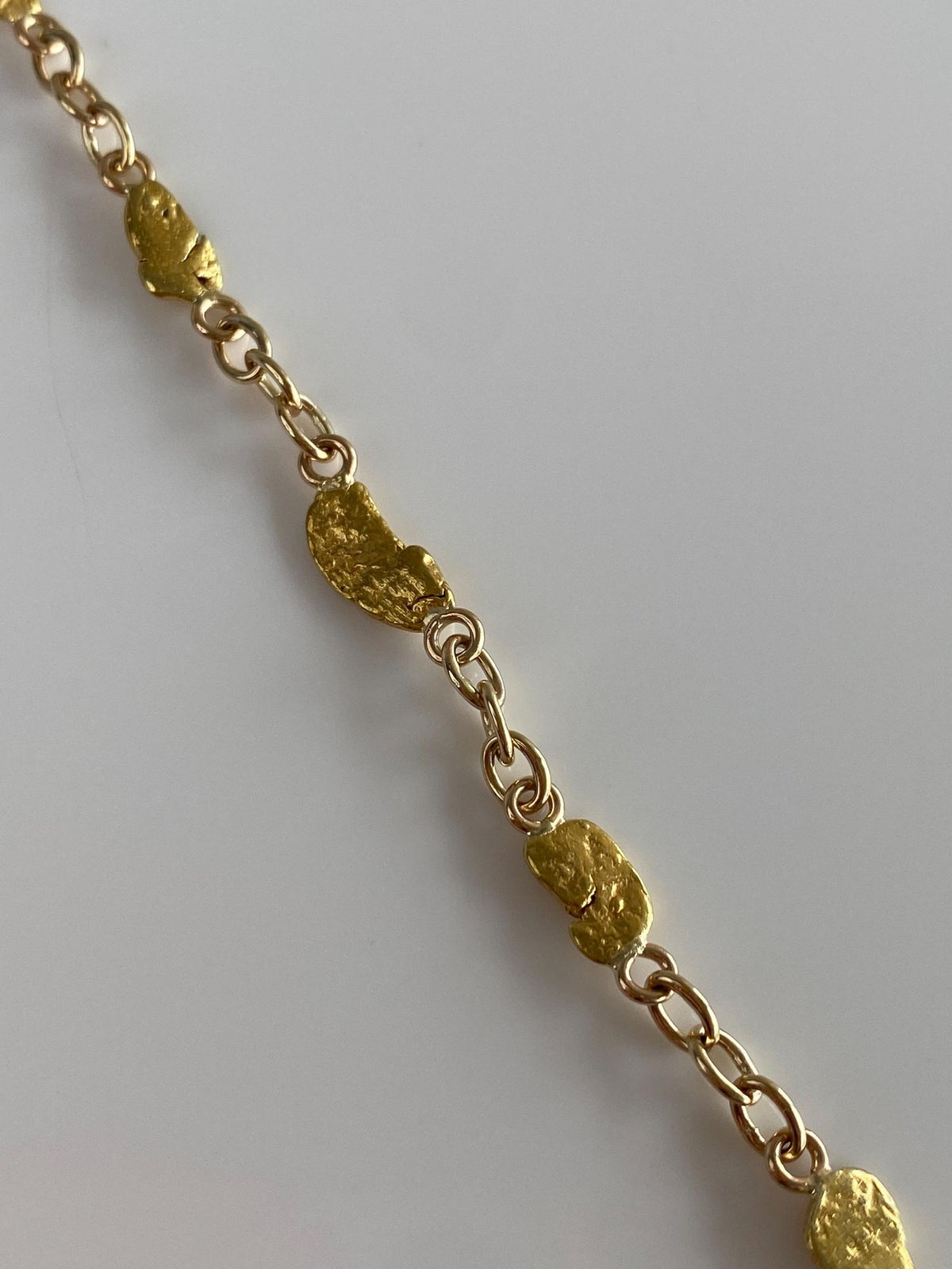 Vintage Solid 22k Yellow Gold Nuggets & Solid 14k Yellow Gold Links Bracelet - 7.25 inches