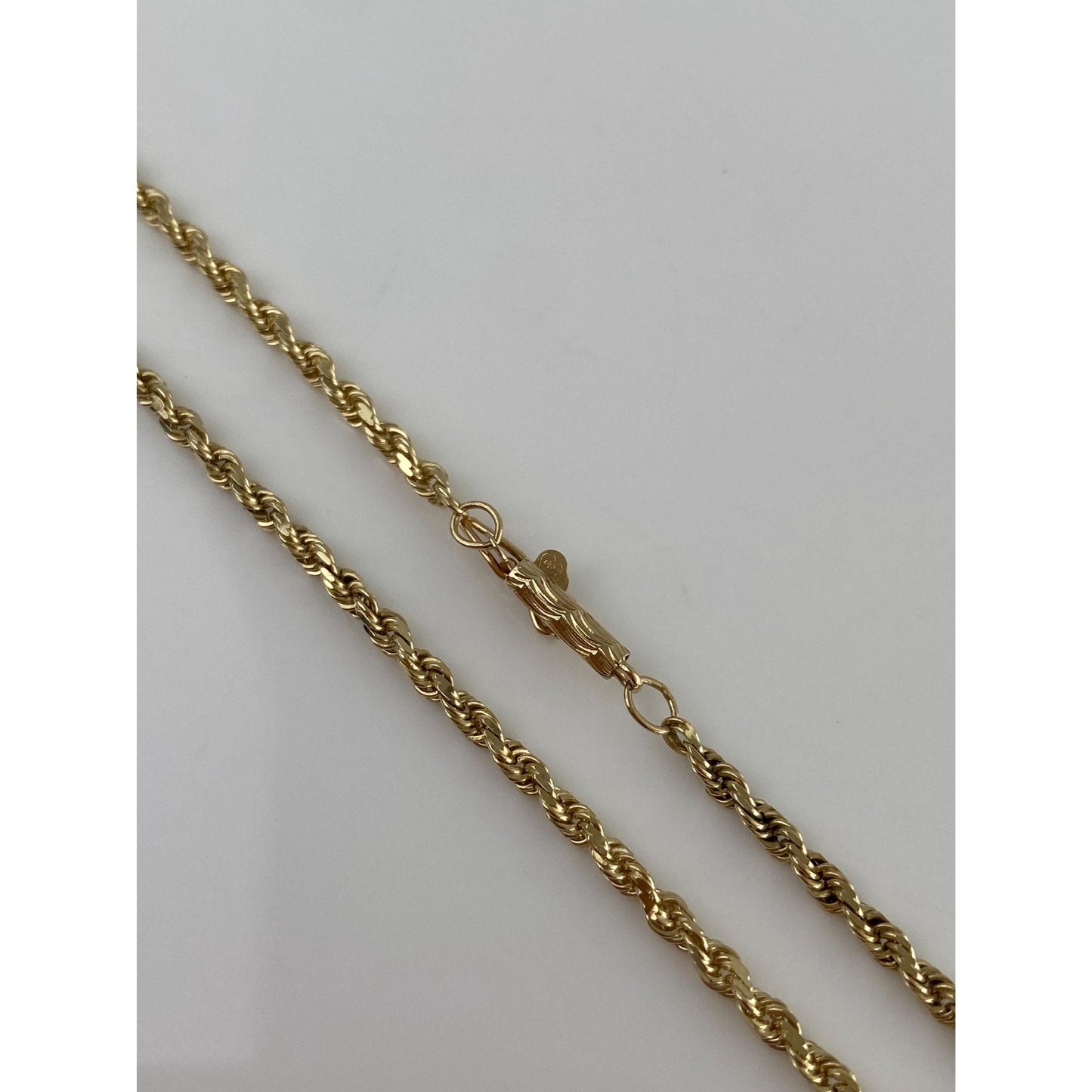 Vintage Solid 14k Yellow Gold Long Diamond Cut Rope Chain Necklace - 31 inches