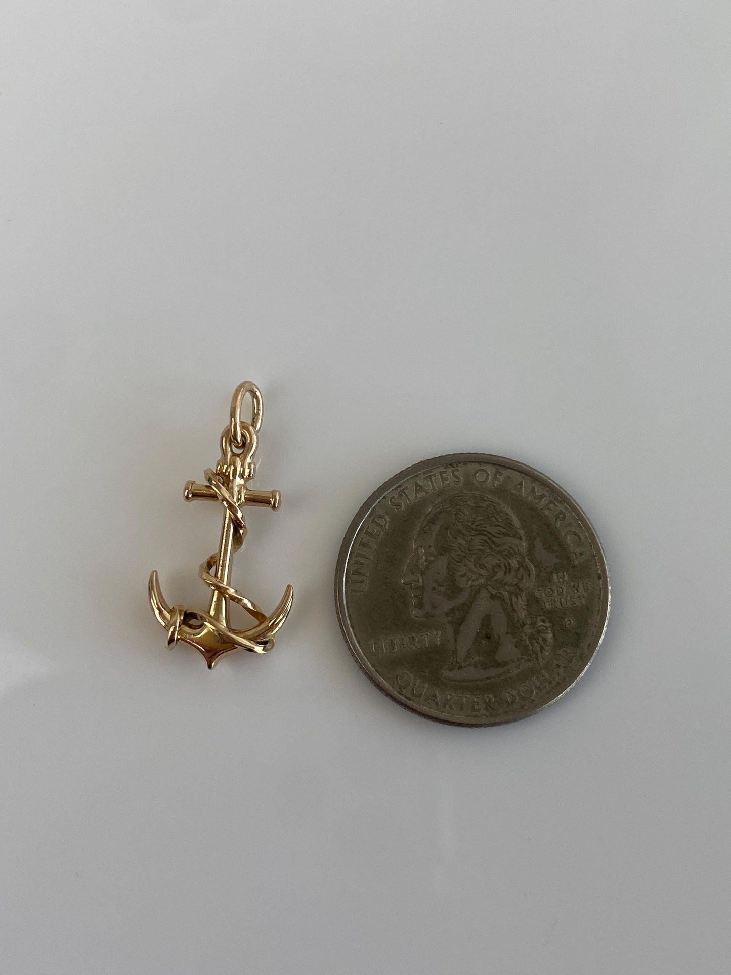 Vintage Solid 14k Yellow Gold Anchor Charm