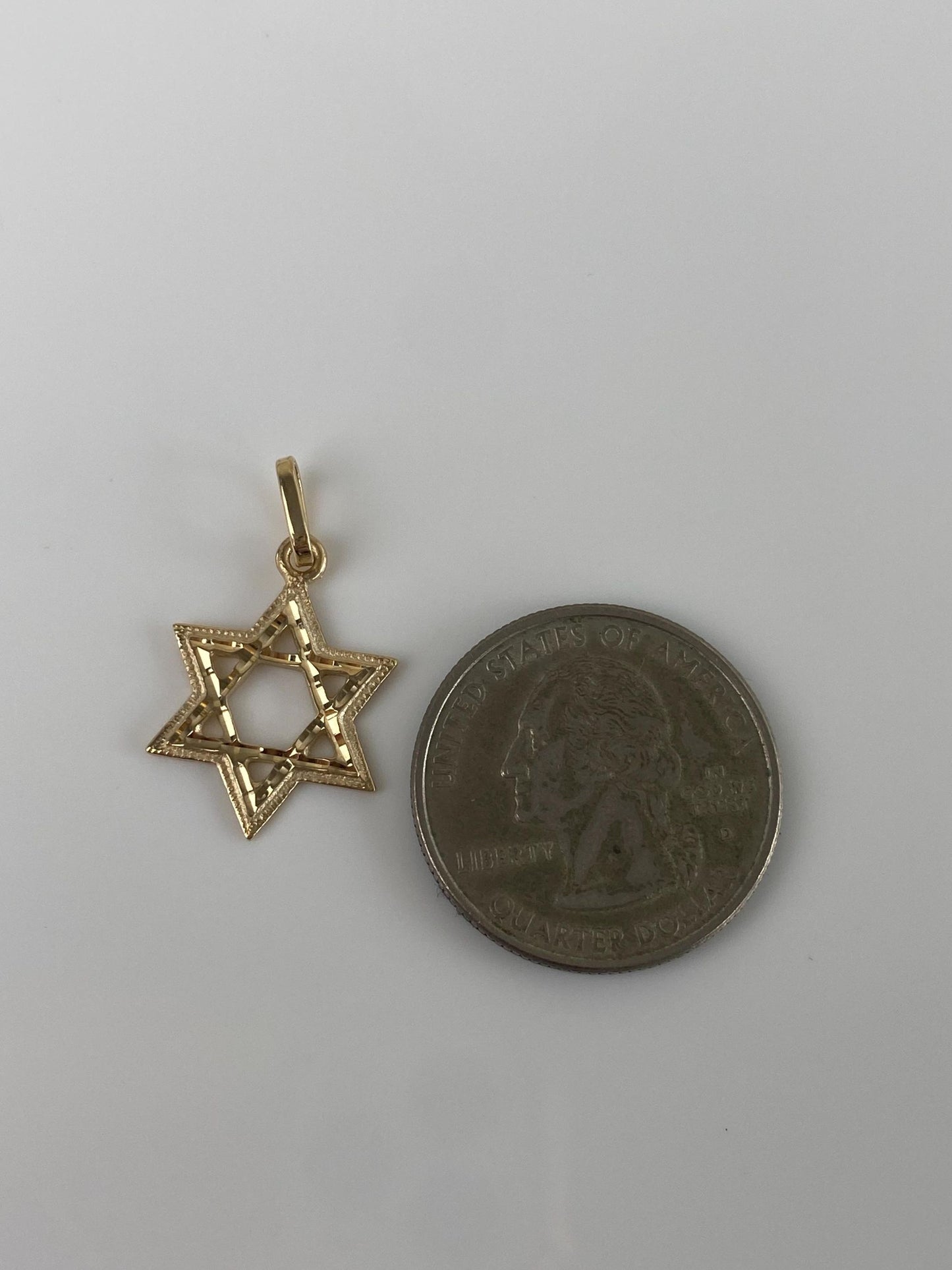 Vintage Solid 14k Yellow Gold Diamond Cut Star of David Charm