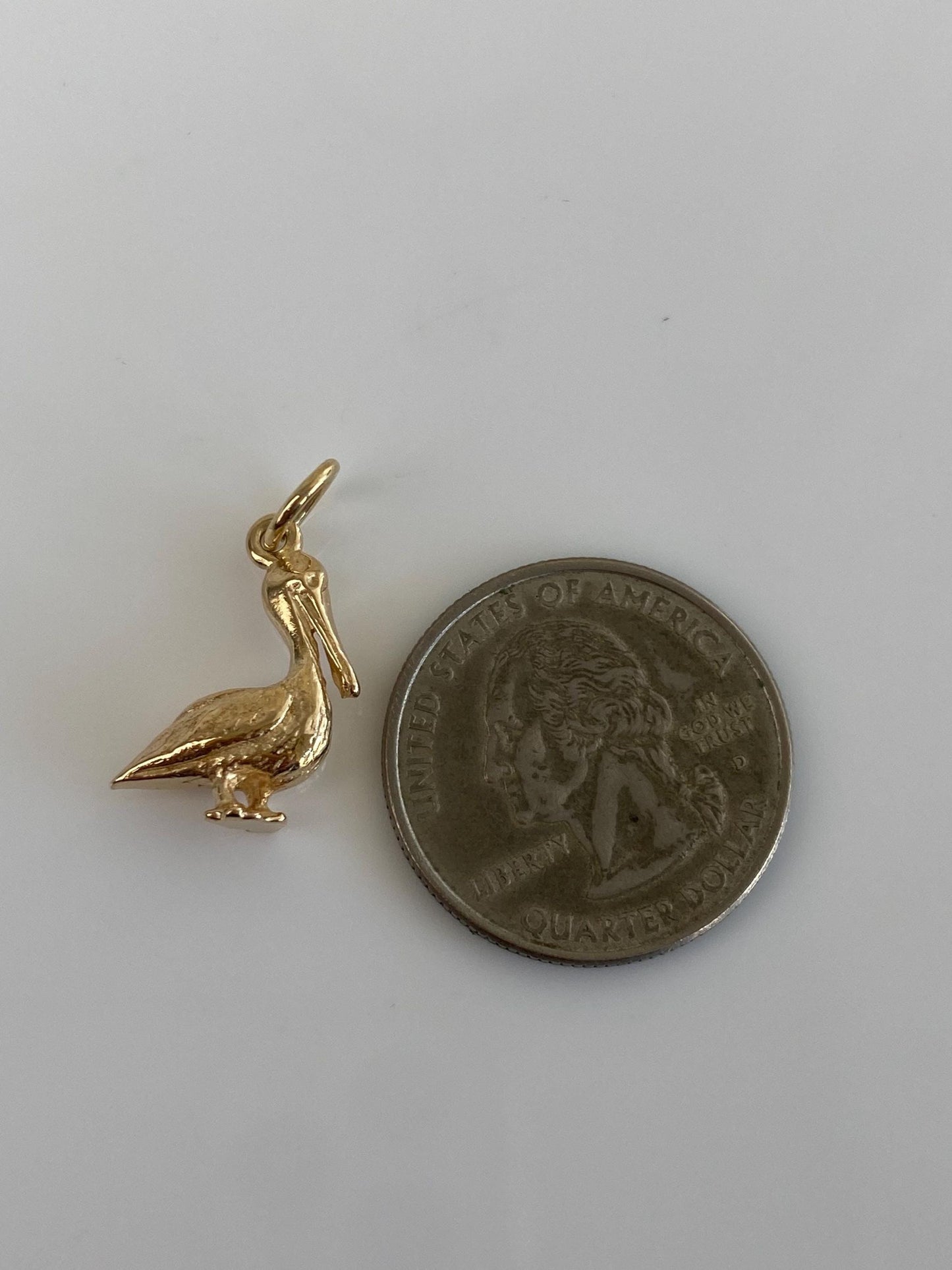 Vintage Solid 14k Yellow Gold Pelican Charm